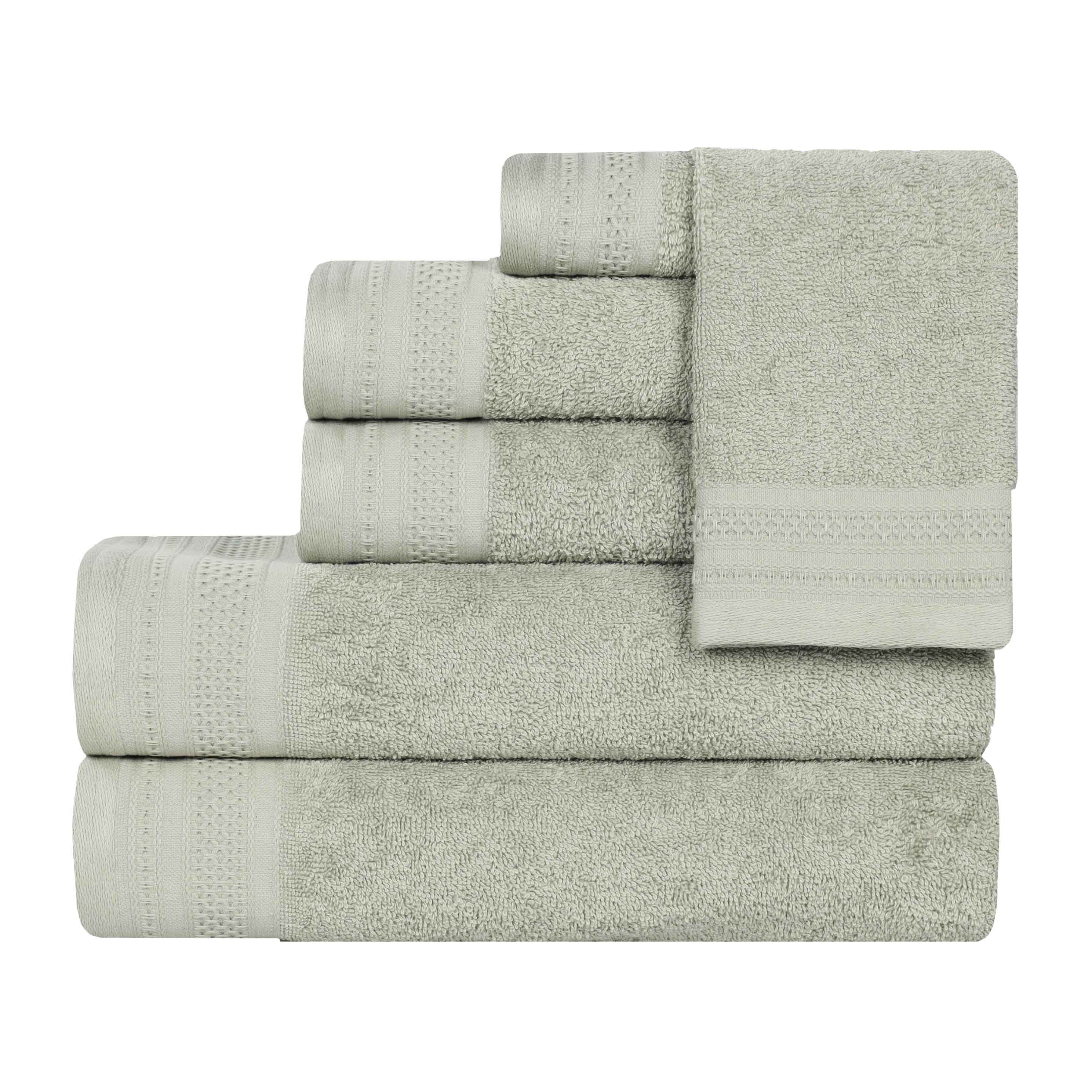 Honeycomb Textured Waffle Border Cotton 6 Piece Towel Set - Towel Set by Superior Brand