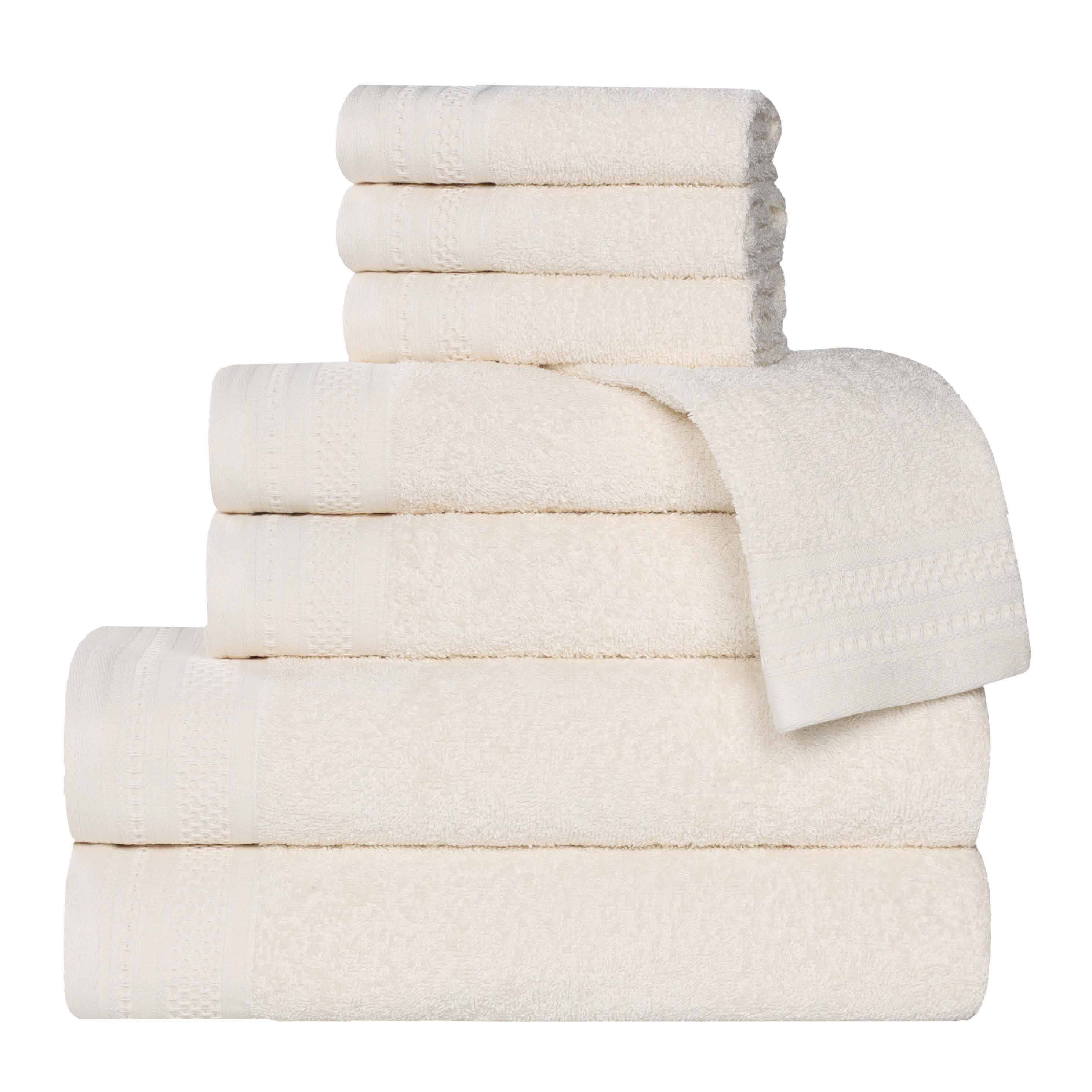 Honeycomb Textured Waffle Border Cotton 8 Piece Towel Set - Towel Set by Superior Brand