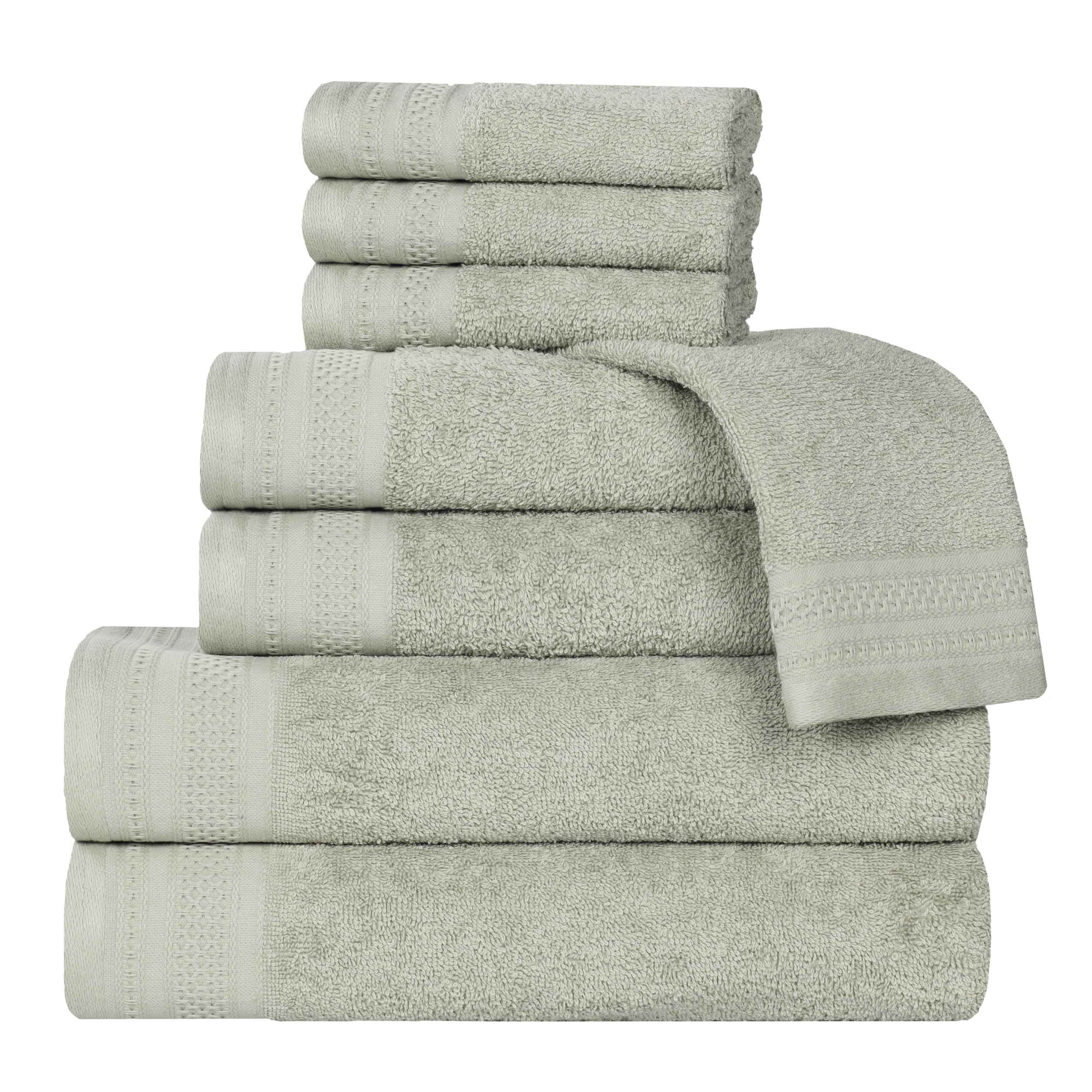 Honeycomb Textured Waffle Border Cotton 8 Piece Towel Set - Towel Set by Superior Brand