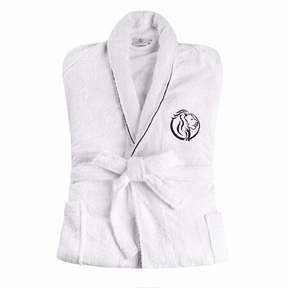 Cotton Adult Unisex Embroidered Fluffy Bathrobe White
