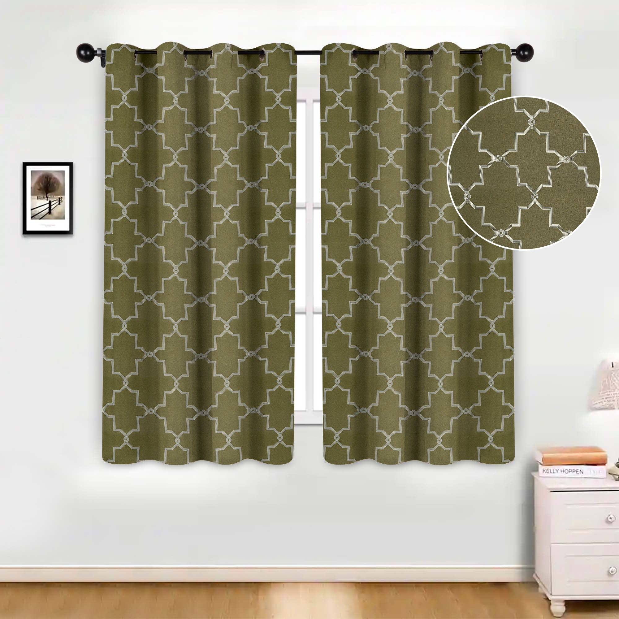 Imperial Trellis Washable Room Darkening Blackout Curtains, Set of 2 - Blackout Curtains by Superior Brand