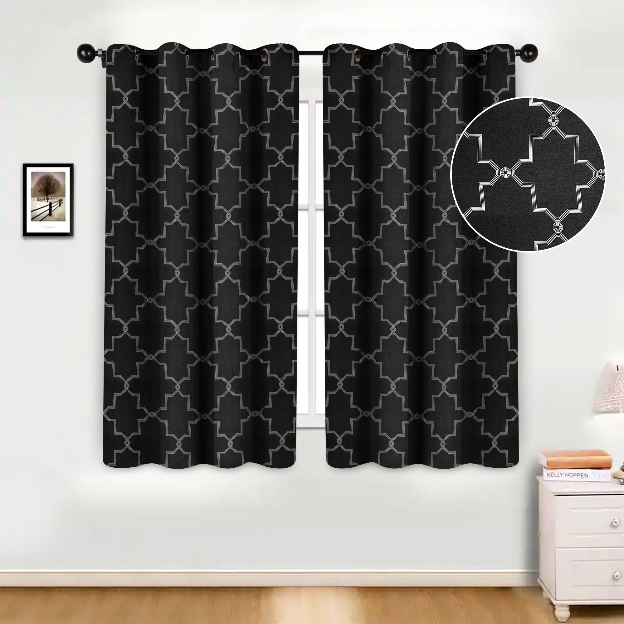 Imperial Trellis Washable Room Darkening Blackout Curtains, Set of 2 - Blackout Curtains by Superior Brand