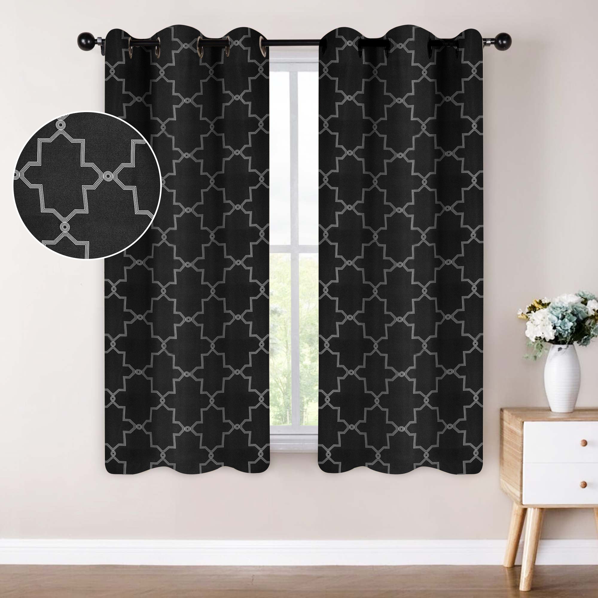 Imperial Trellis Washable Room Darkening Blackout Curtains, Set of 2 - Blackout Curtains by Superior Brand