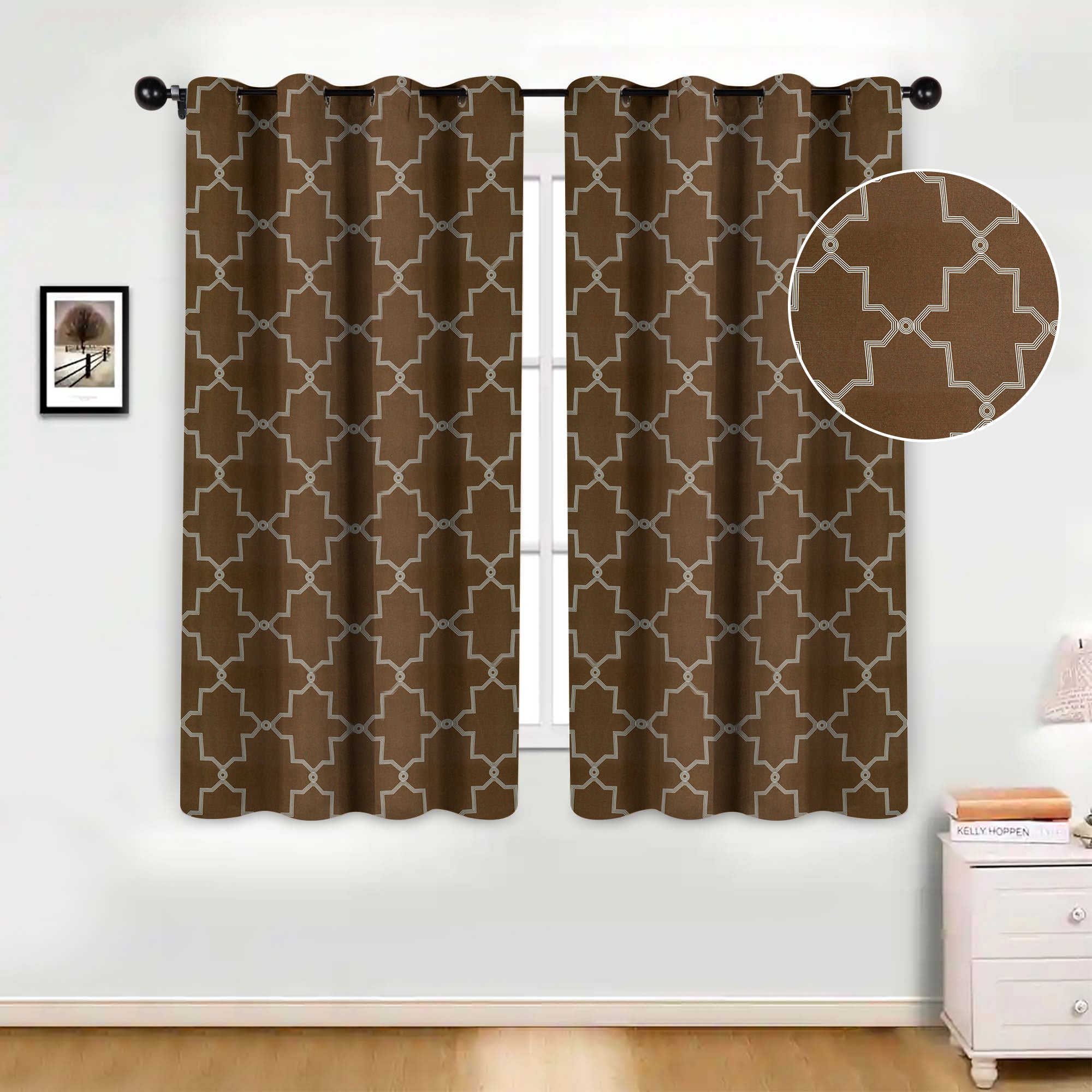 Imperial Trellis Washable Room Darkening Blackout Curtains, Set of 2 - Blackout Curtains by Superior Brand
