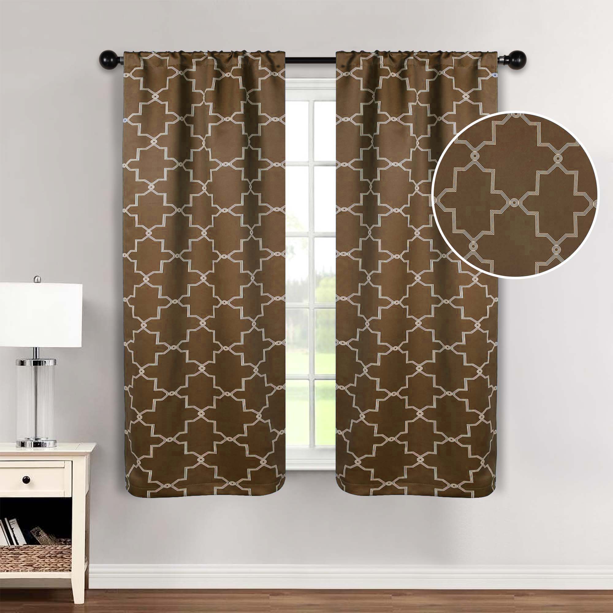 Imperial Trellis Washable Room Darkening Blackout Curtains, Set of 2 - Blackout Curtains by Superior Brand