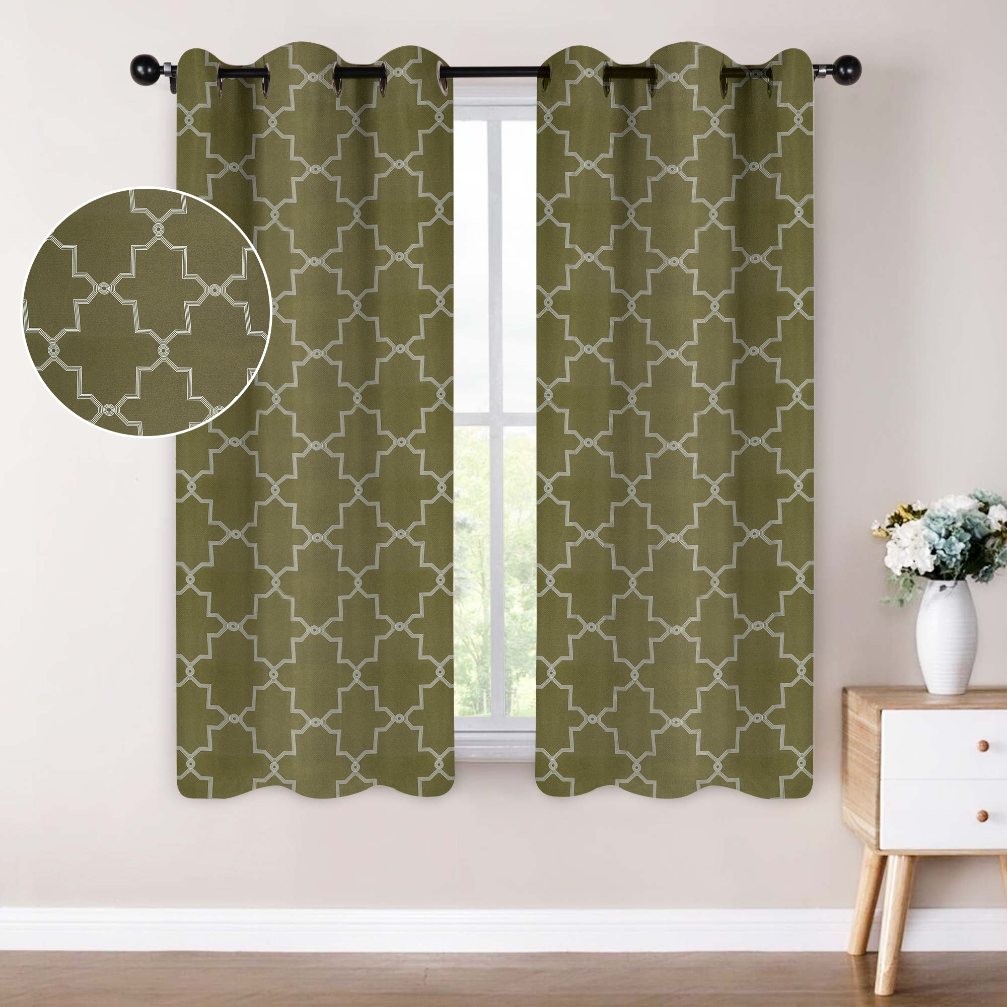 Imperial Trellis Washable Room Darkening Blackout Curtains, Set of 2 - Blackout Curtains by Superior Brand