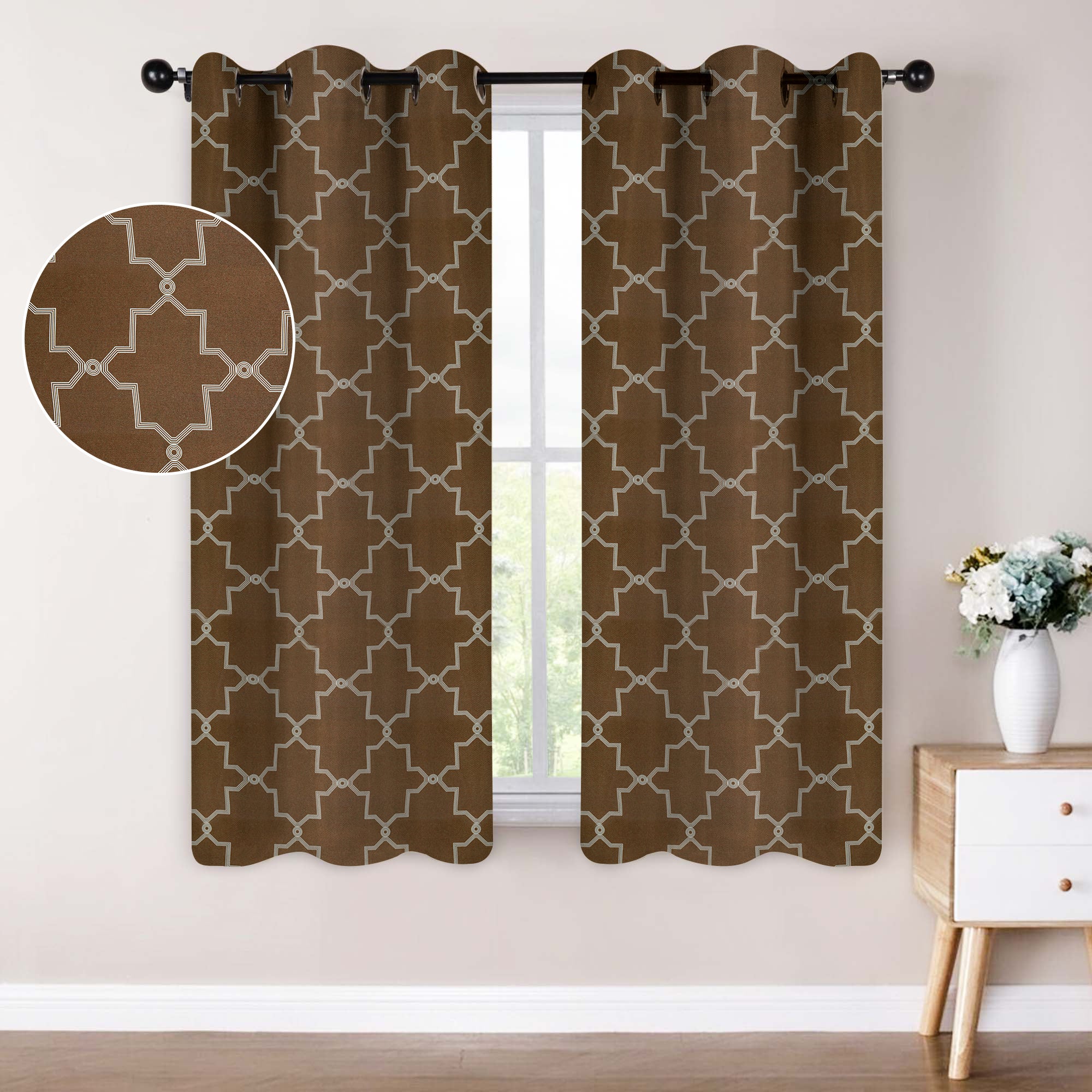 Imperial Trellis Washable Room Darkening Blackout Curtains, Set of 2 - Blackout Curtains by Superior Brand