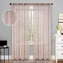 Jackson Striped Sheer Window Curtain Panels, Set of 2 - Sheer Curtains by Superior Brand