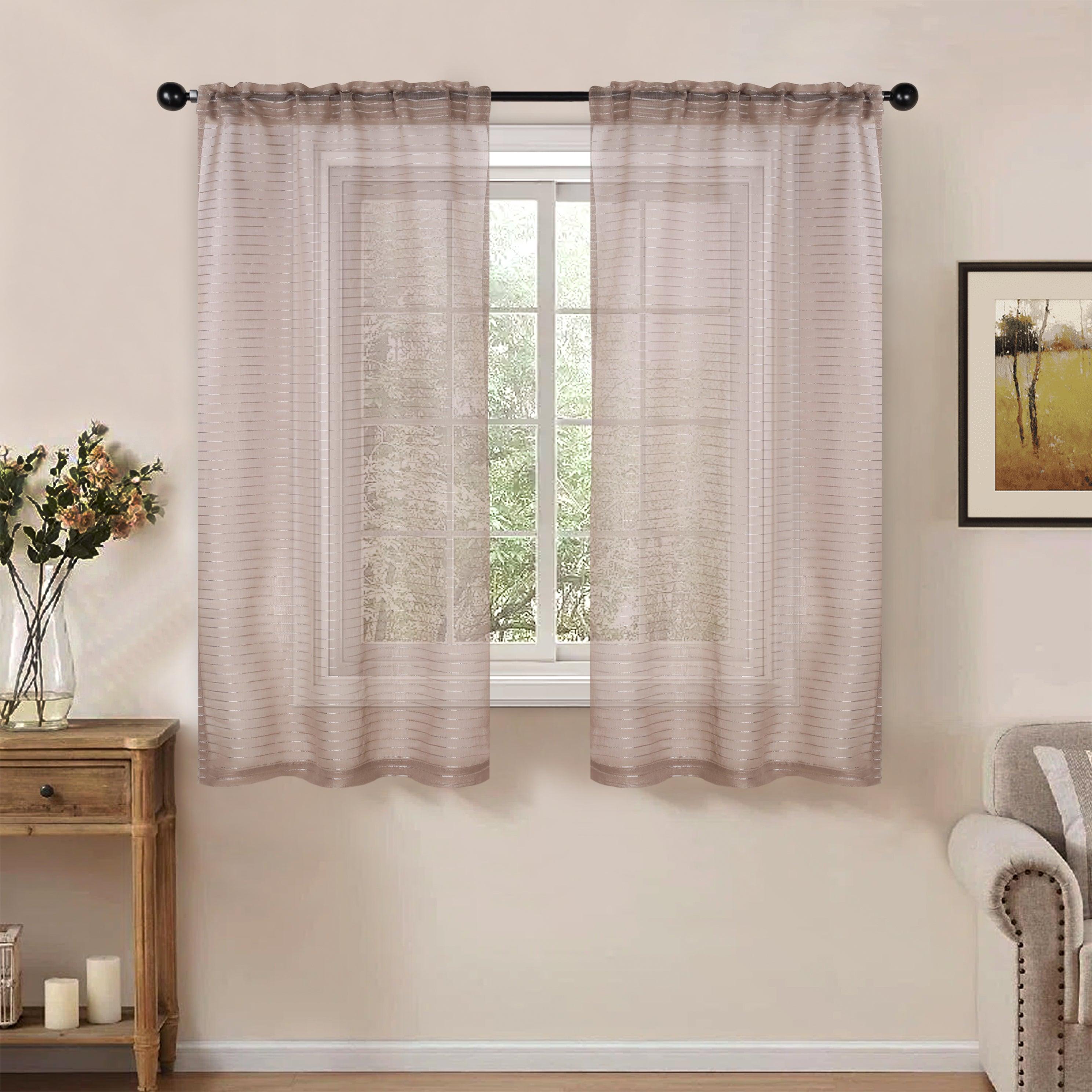 Jackson Striped Sheer Window Curtain Panels, Set of 2 - Sheer Curtains by Superior