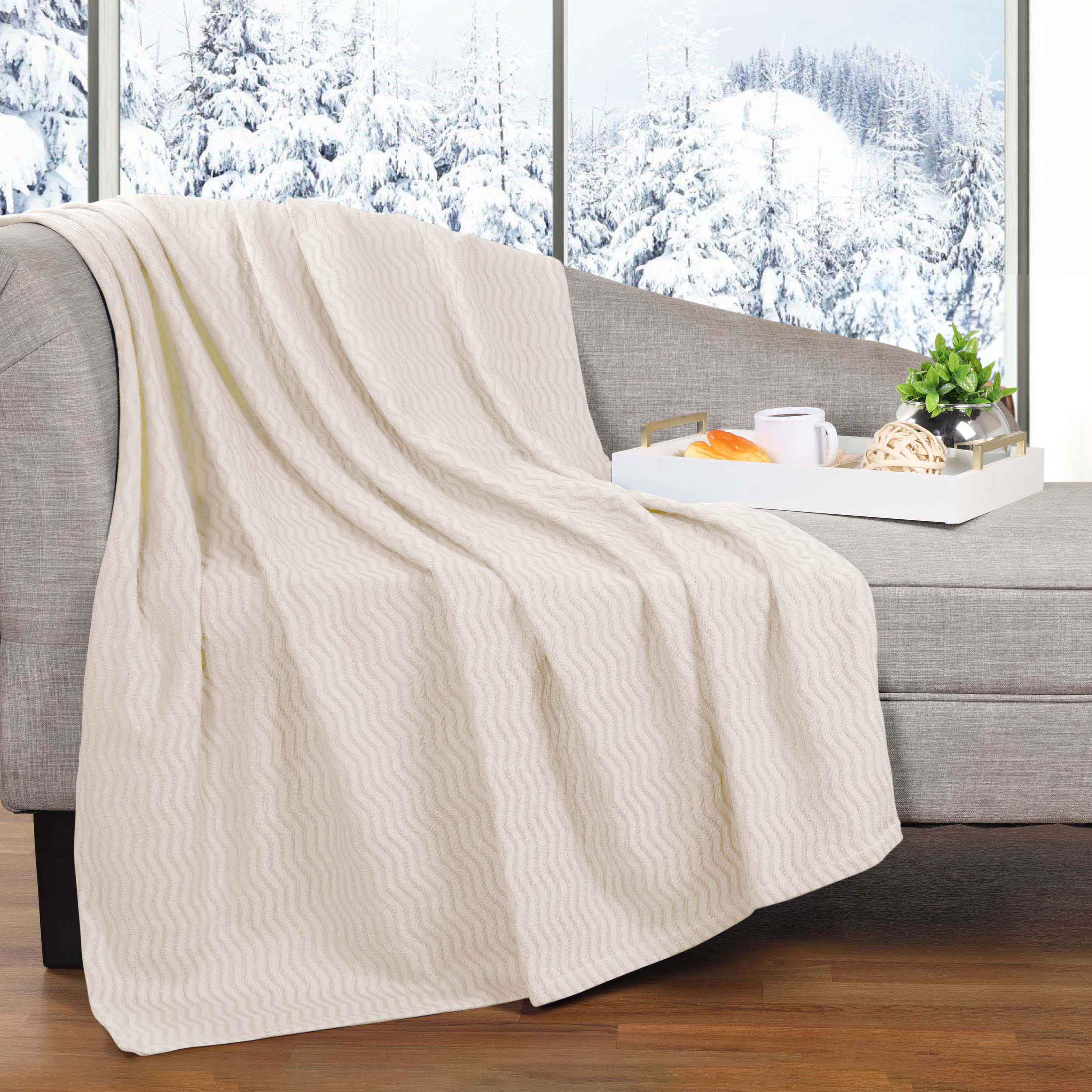 Jena Cotton Textured Chevron Lightweight Woven Blanket - Blanket by Superior Brand