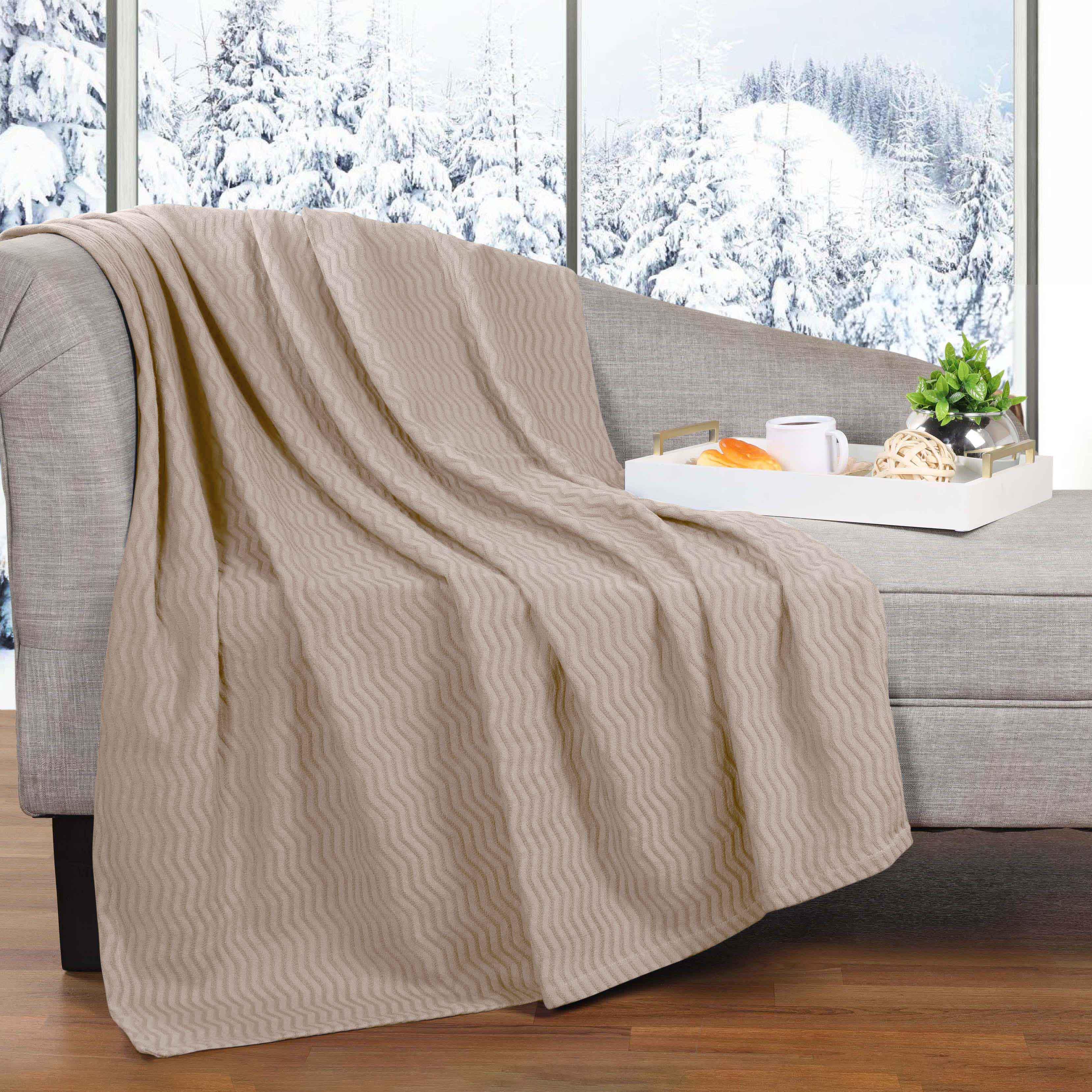 Jena Cotton Textured Chevron Lightweight Woven Blanket - Blanket by Superior Brand