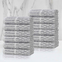 Juno Cotton Blend Checkered Ribbed Border Face Towels Washcloths, Set of 12 - Face Towel by Superior Brand