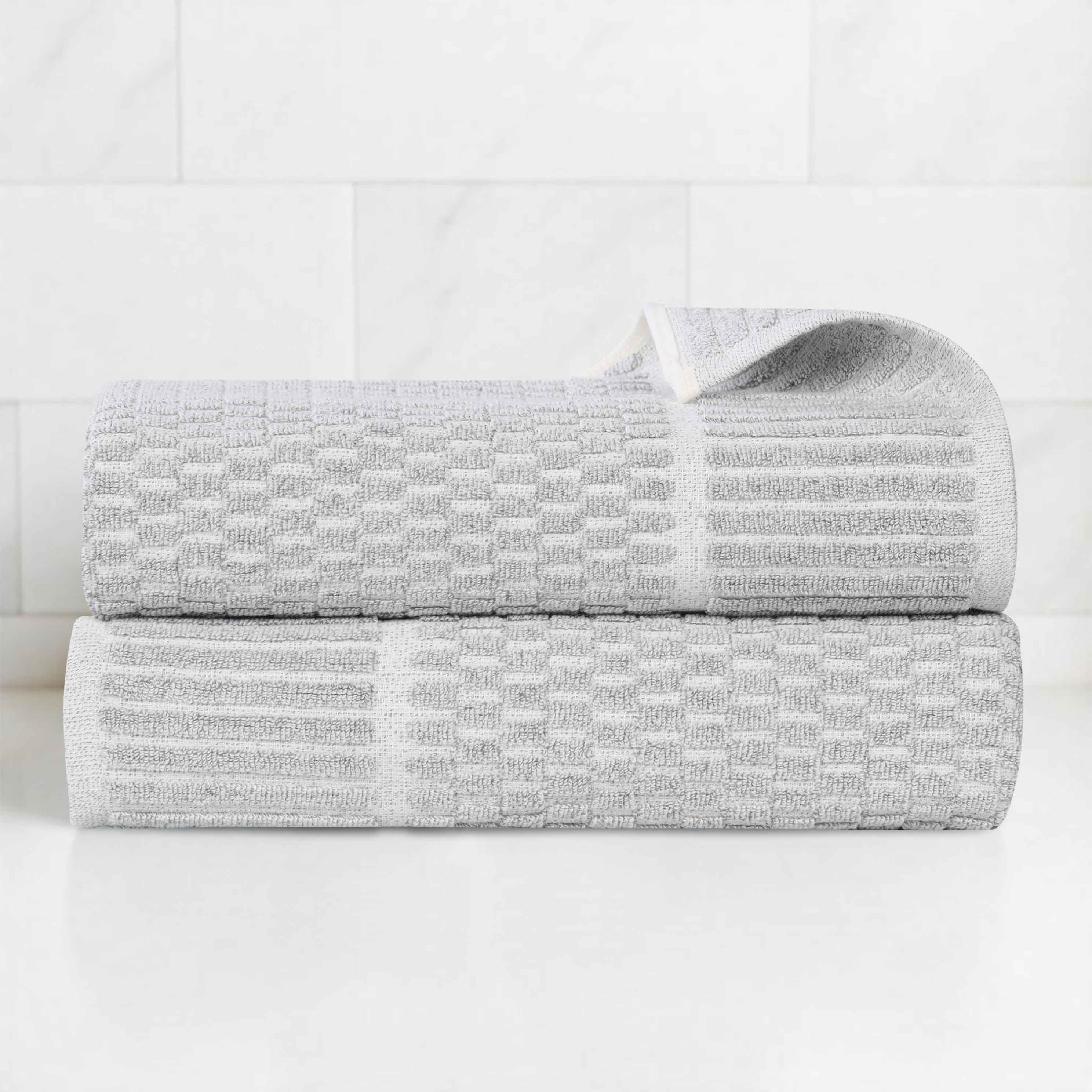 Cotton Blend Textured Checkered Bath Towel Set of 2 - Bath Towel by Superior Brand