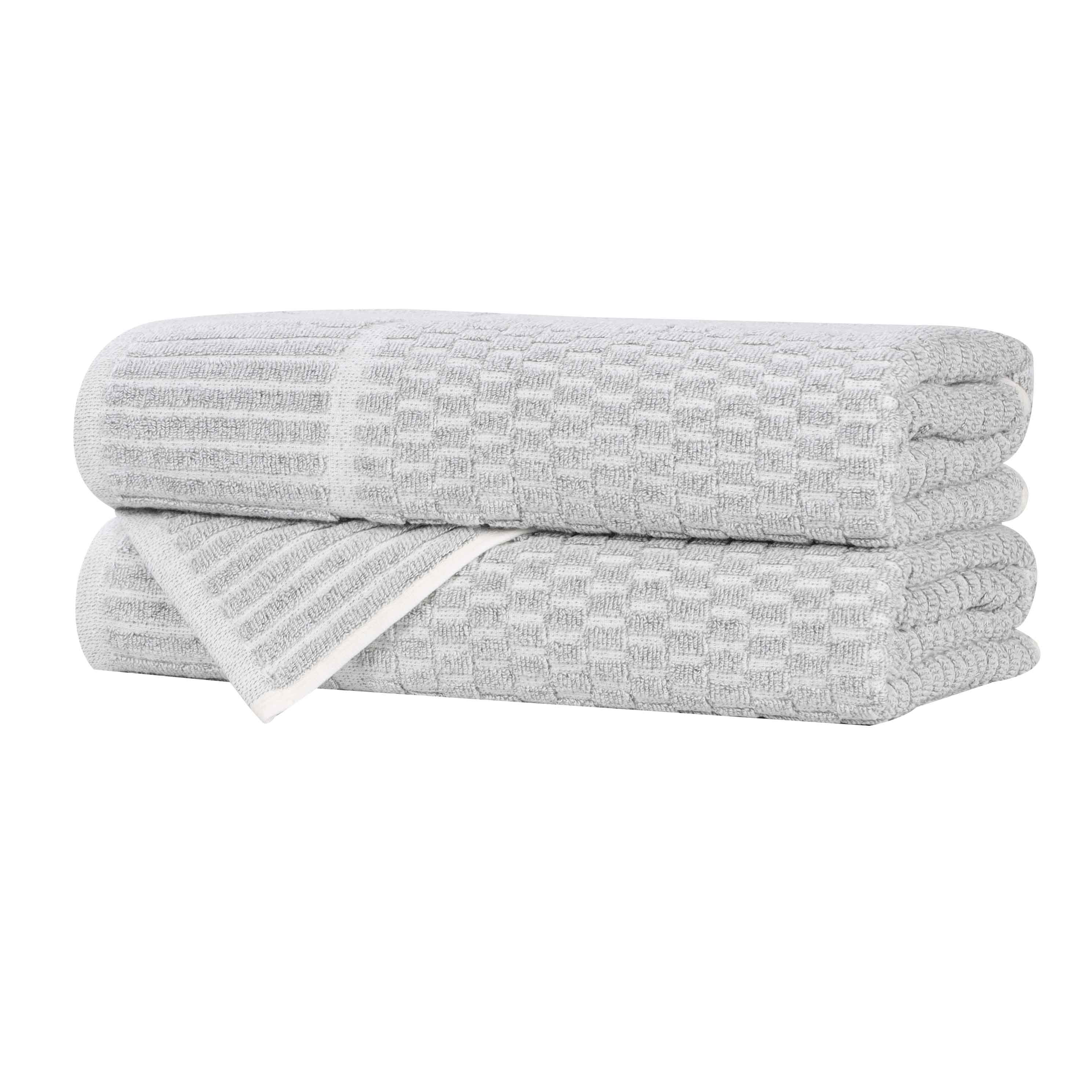 Cotton Blend Textured Checkered Bath Towel Set of 2 - Bath Towel by Superior Brand