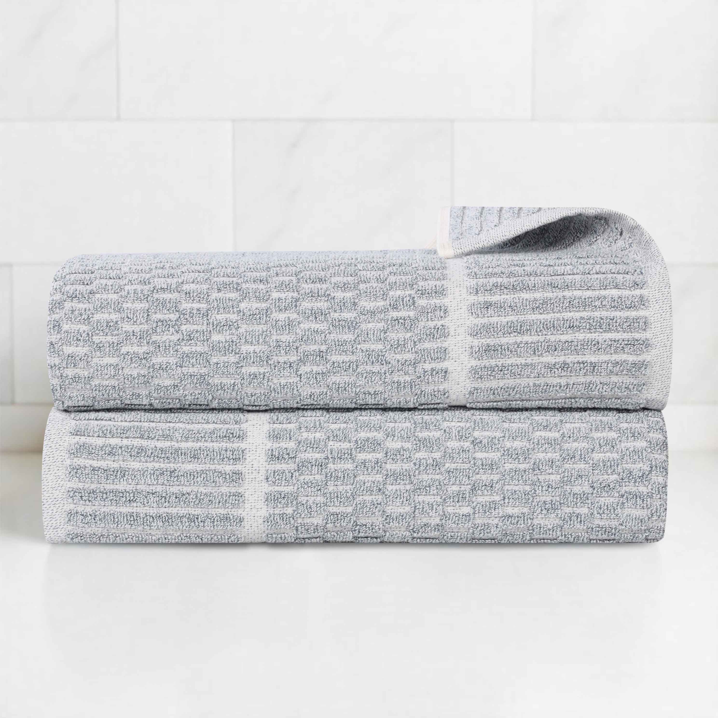 Cotton Blend Textured Checkered Bath Towel Set of 2 - Bath Towel by Superior Brand