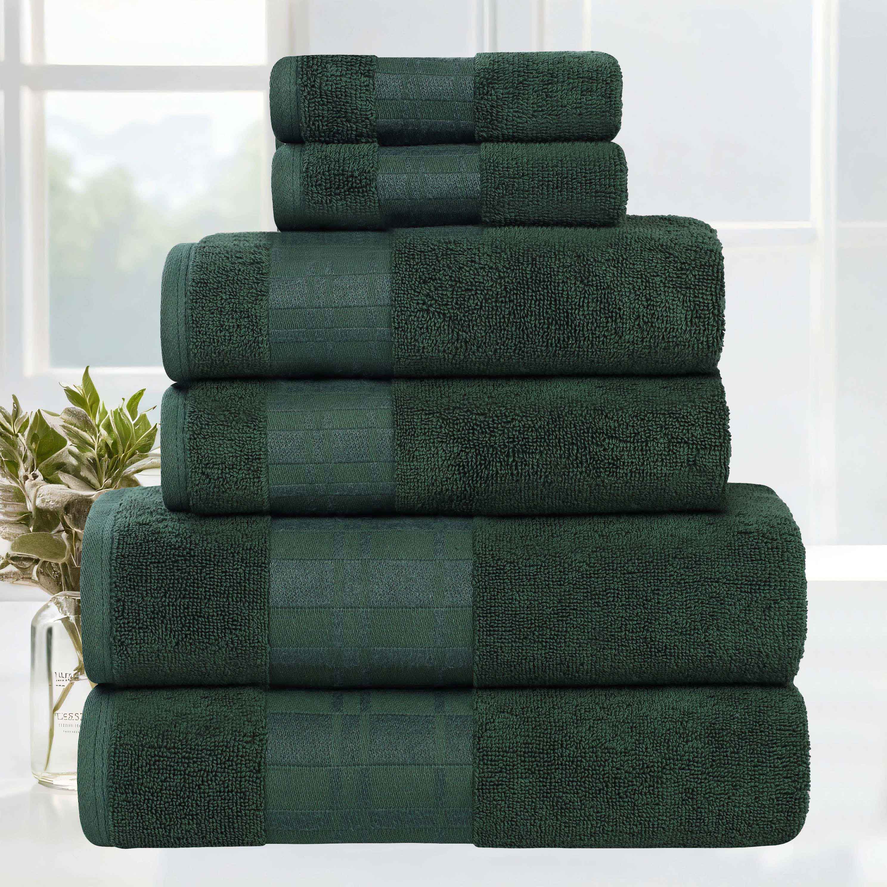 Larissa Cotton Geometric Border 6 Piece Assorted Towel Set - Towel Set by Superior