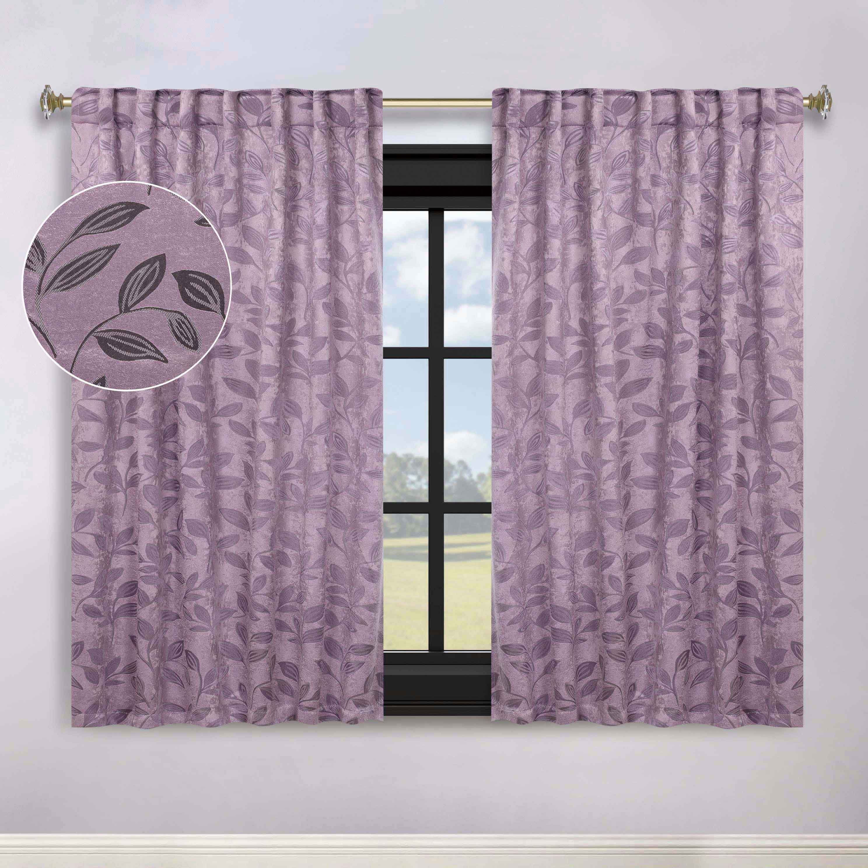 Leaves Room Darkening Back Tabs Blackout Curtain Panels, Set of 2 - Blackout Curtains by Superior Brand