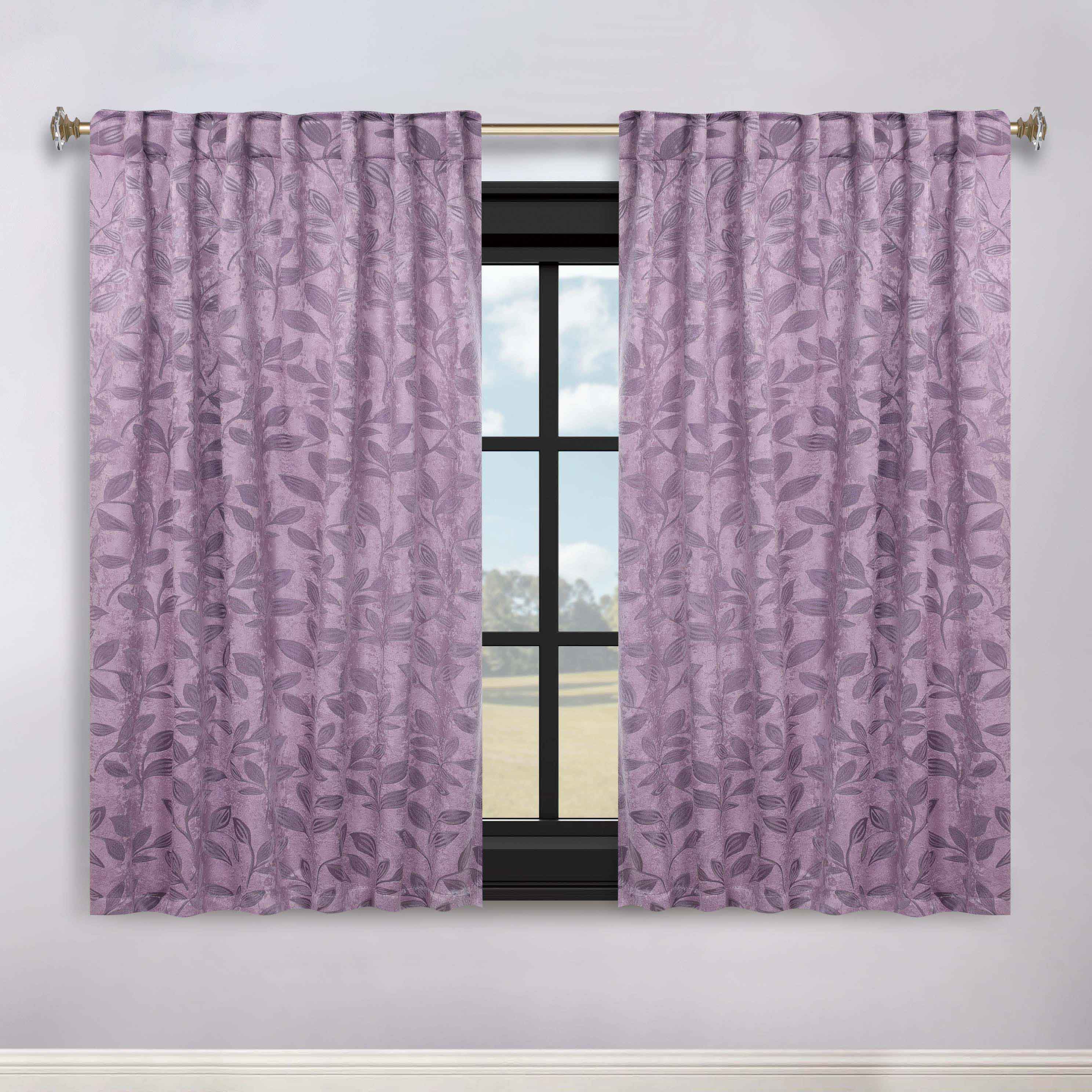 Leaves Room Darkening Back Tabs Blackout Curtain Panels, Set of 2 - Blackout Curtains by Superior