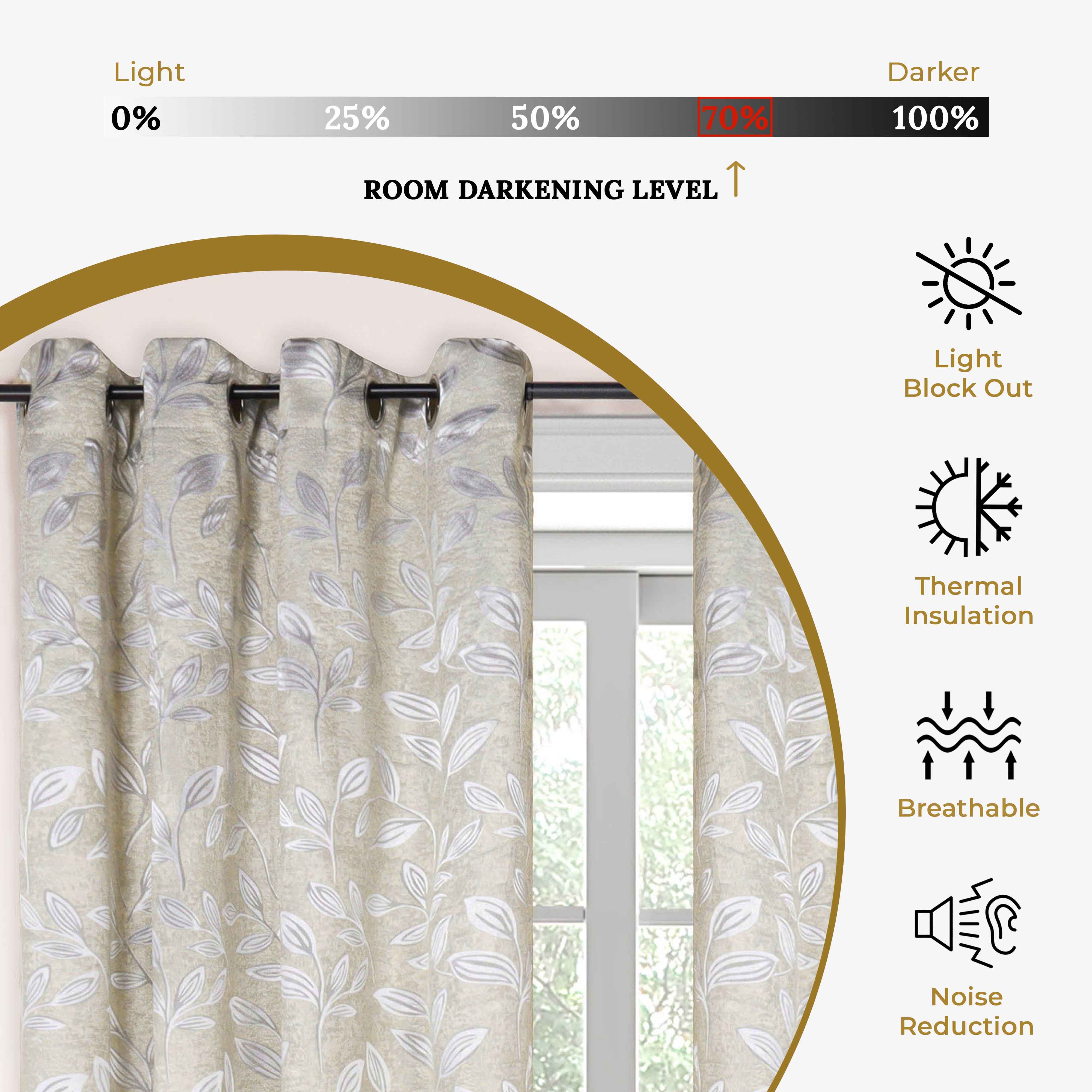 Leaves Room Darkening Blackout Curtain Panel Sets 4 Pieces - Blackout Curtains by Superior