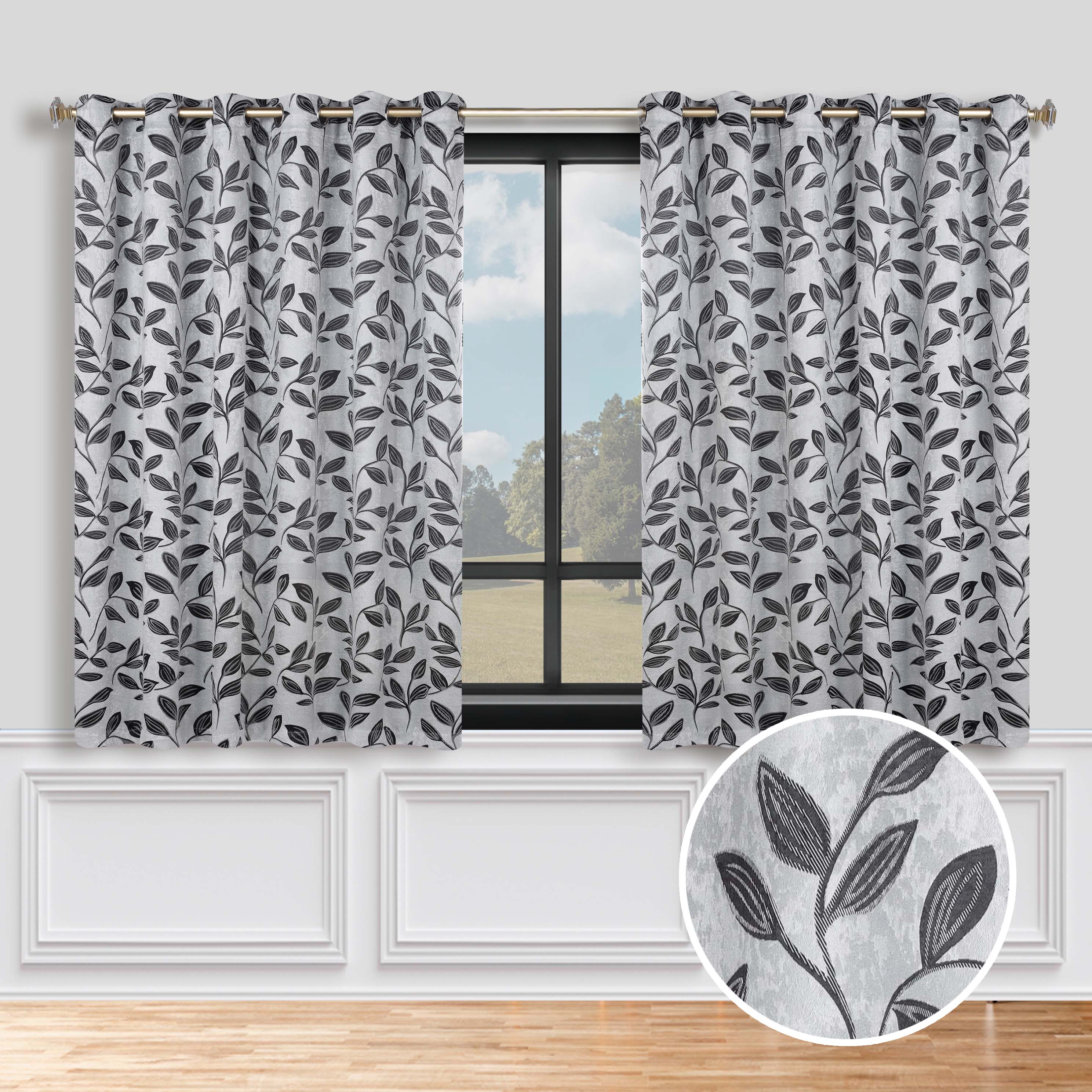 Leaves Room Darkening Grommet Blackout Curtain Panels, Set of 2 - Blackout Curtains by Superior Brand