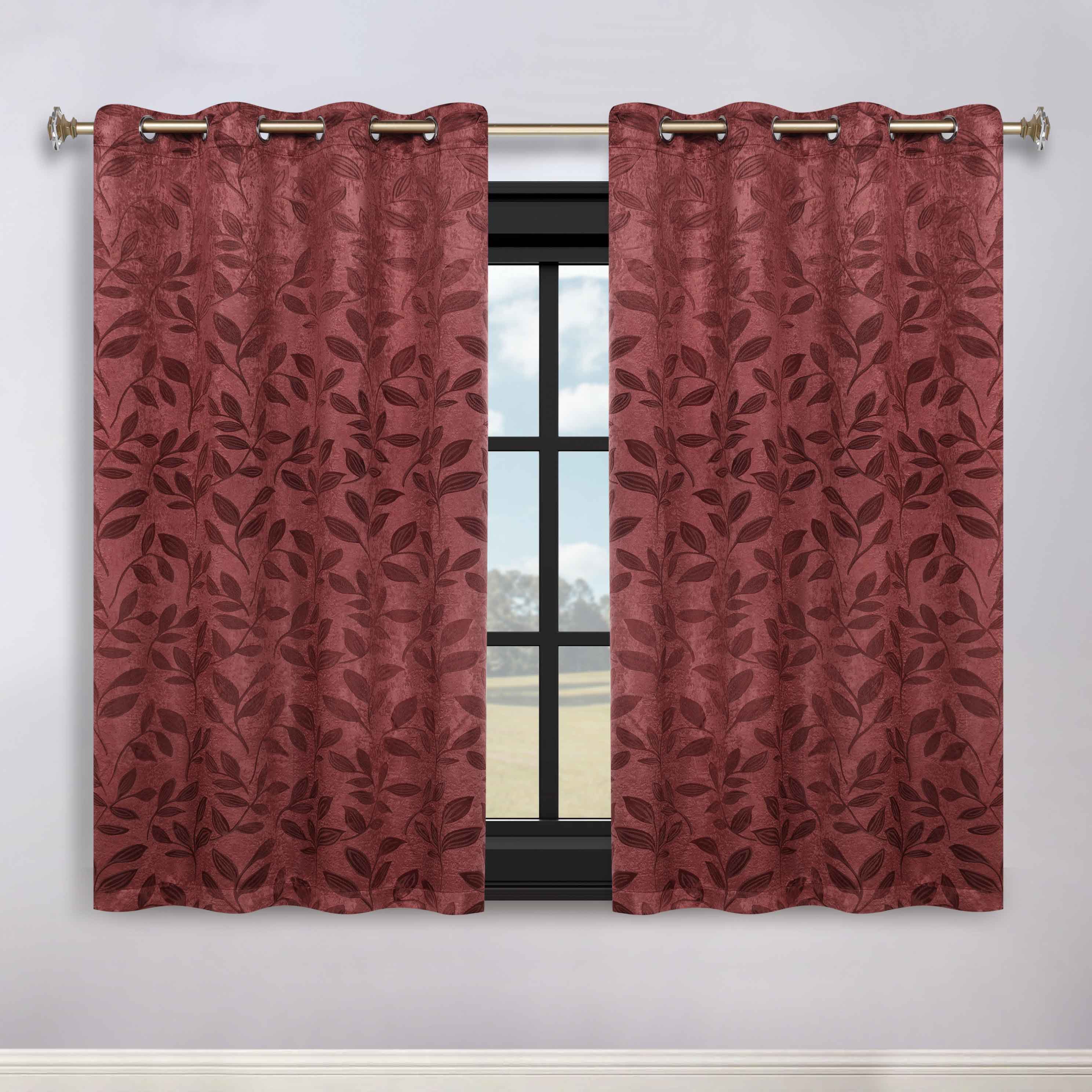 Leaves Room Darkening Washable Blackout Curtain Panels, Set of 2 - Blackout Curtains by Superior