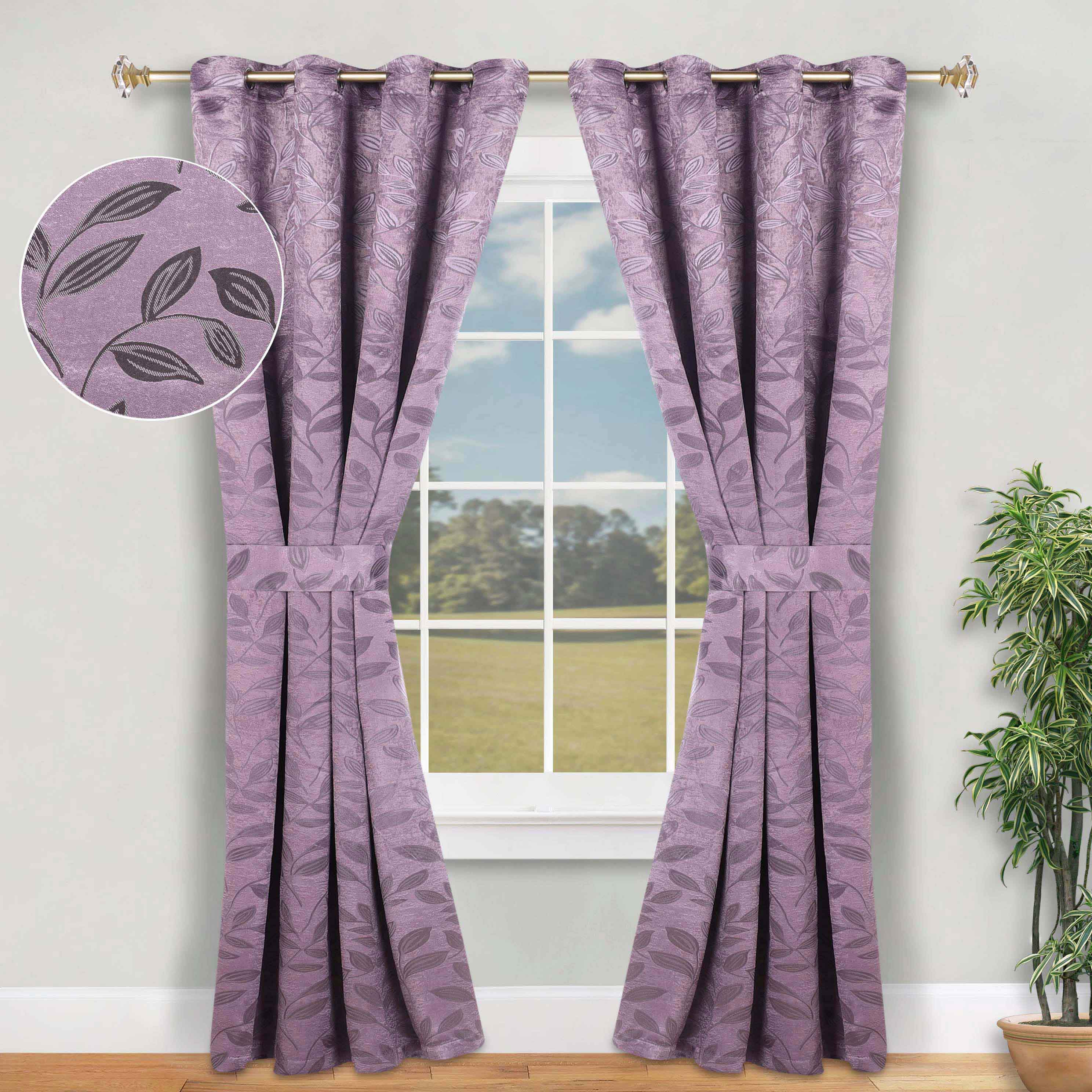 Leaves Room Darkening Washable Blackout Curtain Panels, Set of 2 - Blackout Curtains by Superior Brand