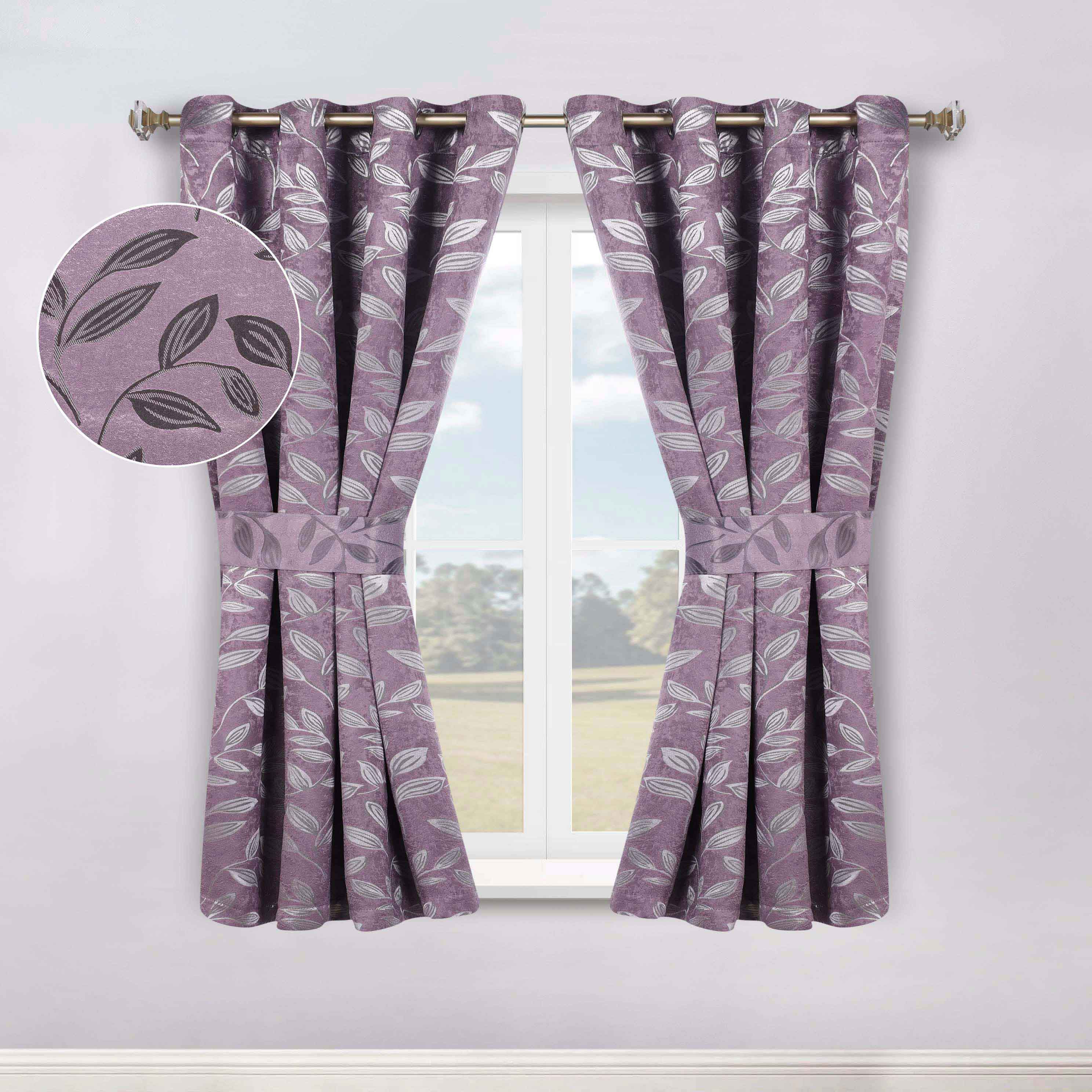 Leaves Room Darkening Washable Blackout Curtain Panels, Set of 2 - Blackout Curtains by Superior