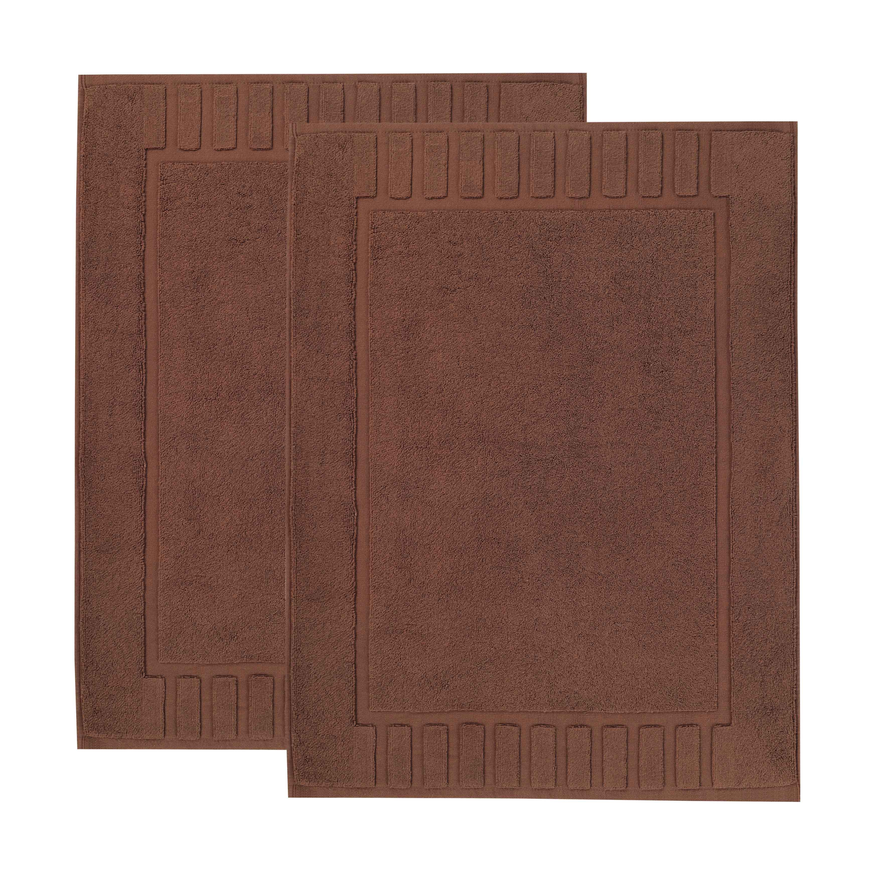 Leo Cotton Solid Modern Absorbent Heavy Washable Bath Mat Set of 2 - Bath Mats by Superior Brand