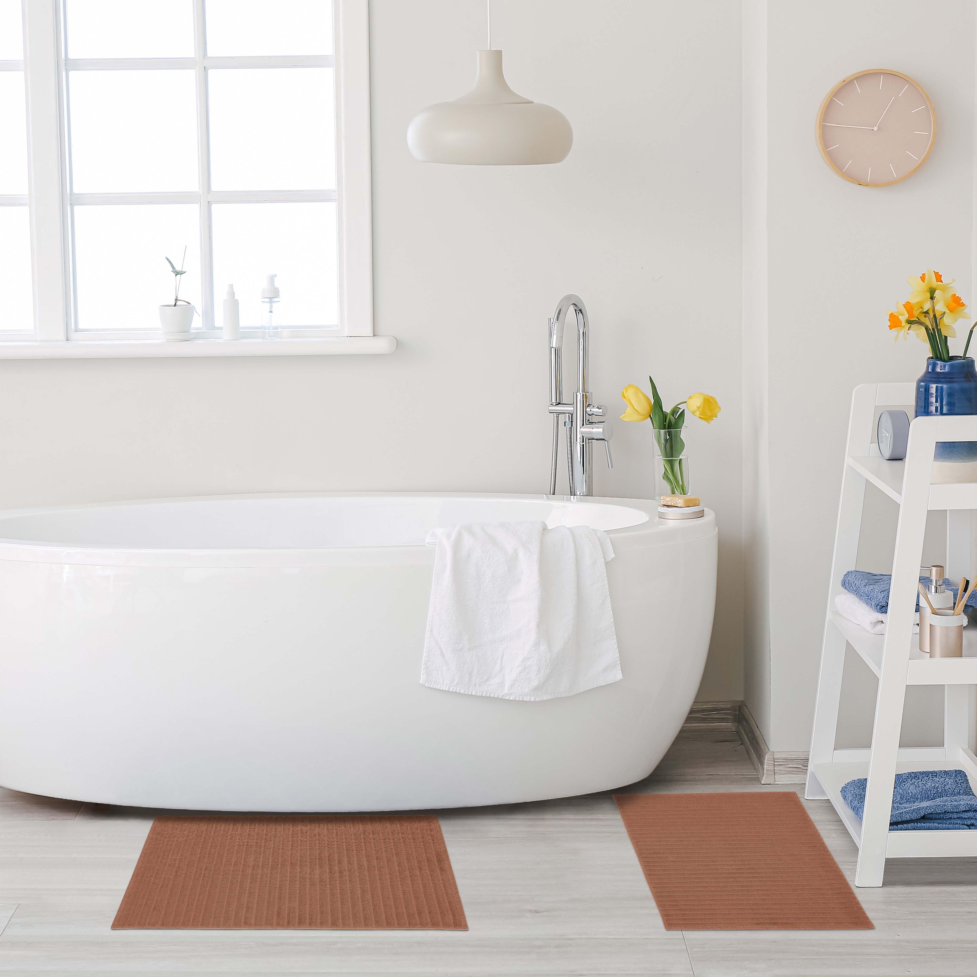Eco-Friendly Cotton Textured Stripes Bath Mat Set of 2 - Bath Mats by Superior Brand