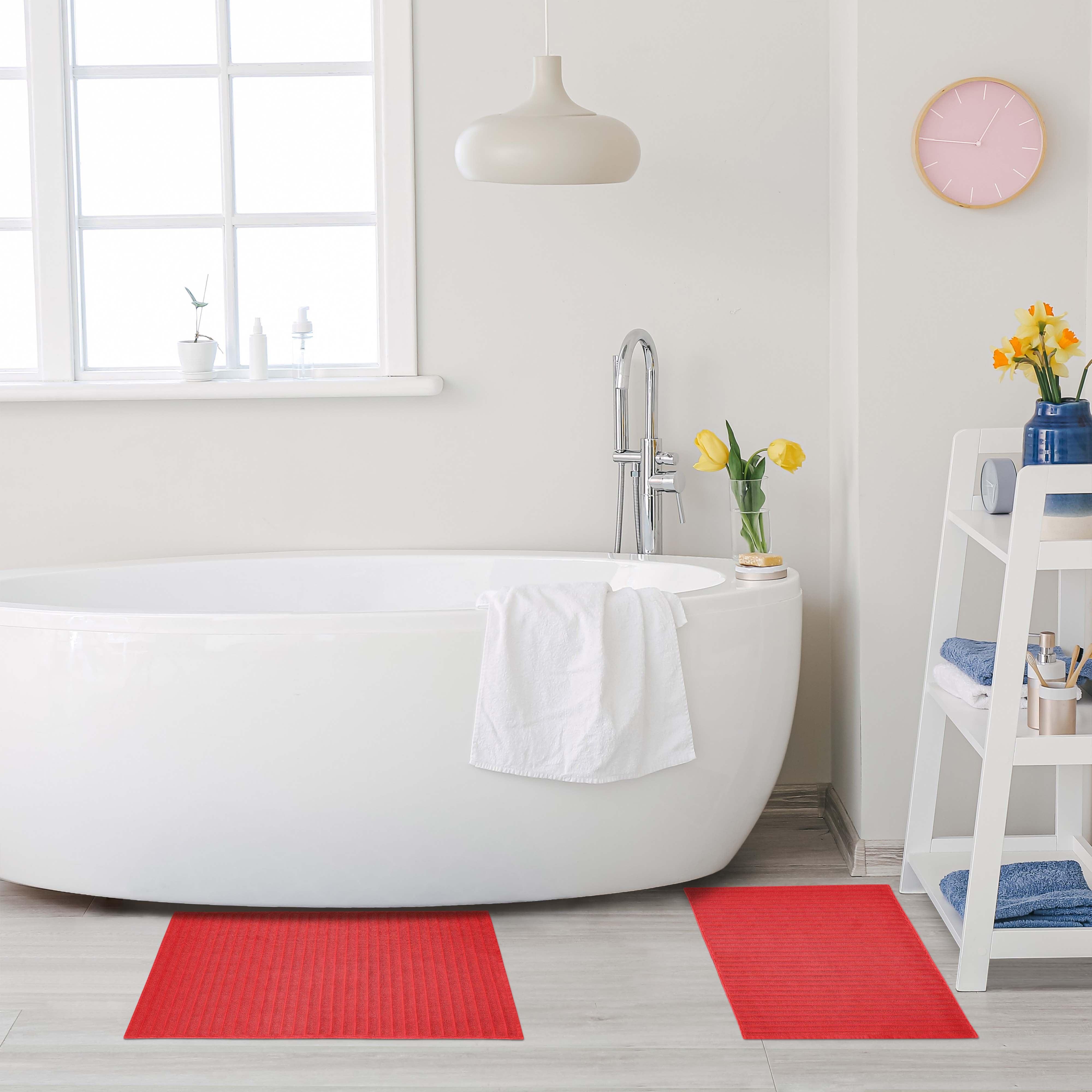 Eco-Friendly Cotton Textured Stripes Bath Mat Set of 2 - Bath Mats by Superior Brand