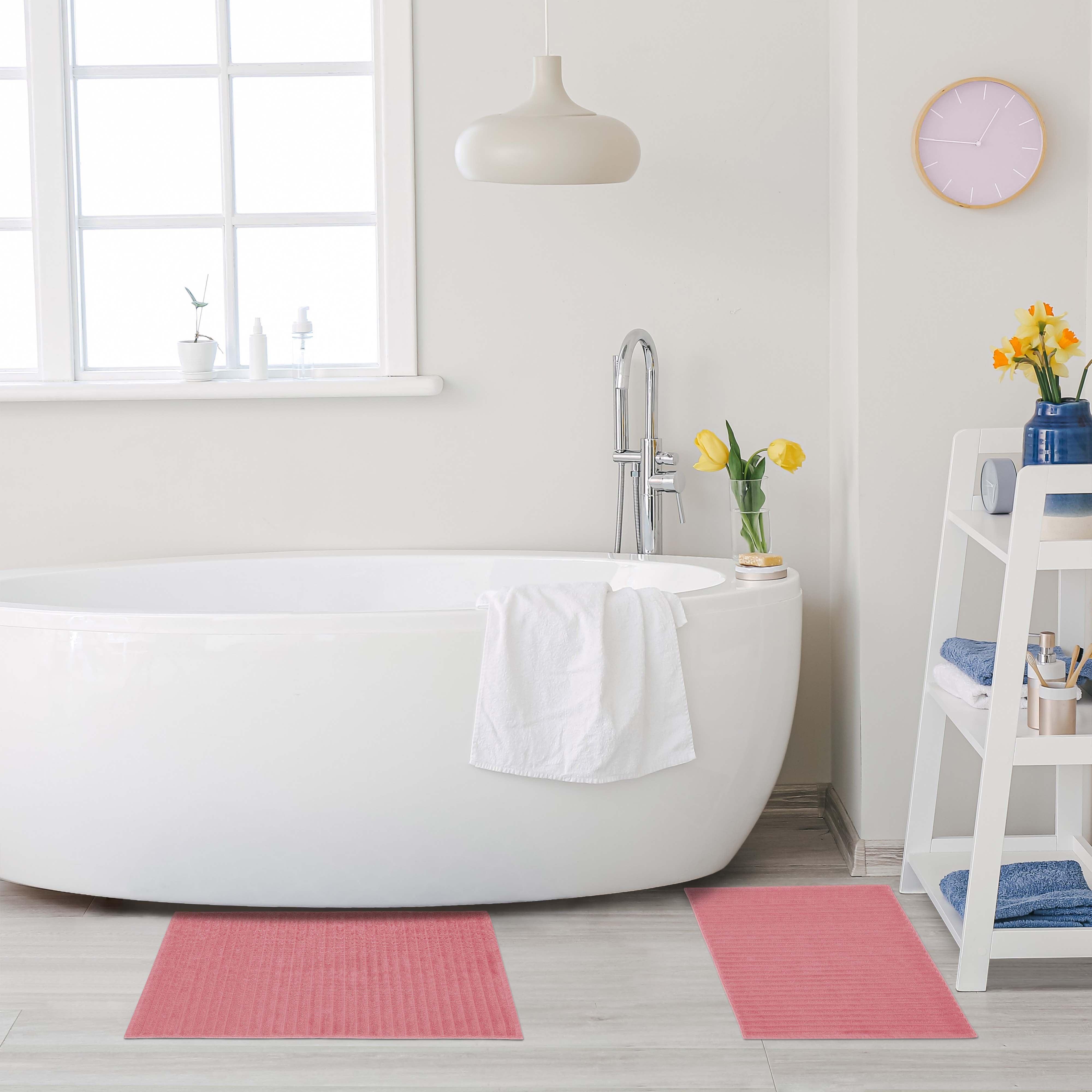 Eco-Friendly Cotton Textured Stripes Bath Mat Set of 2 - Bath Mats by Superior Brand