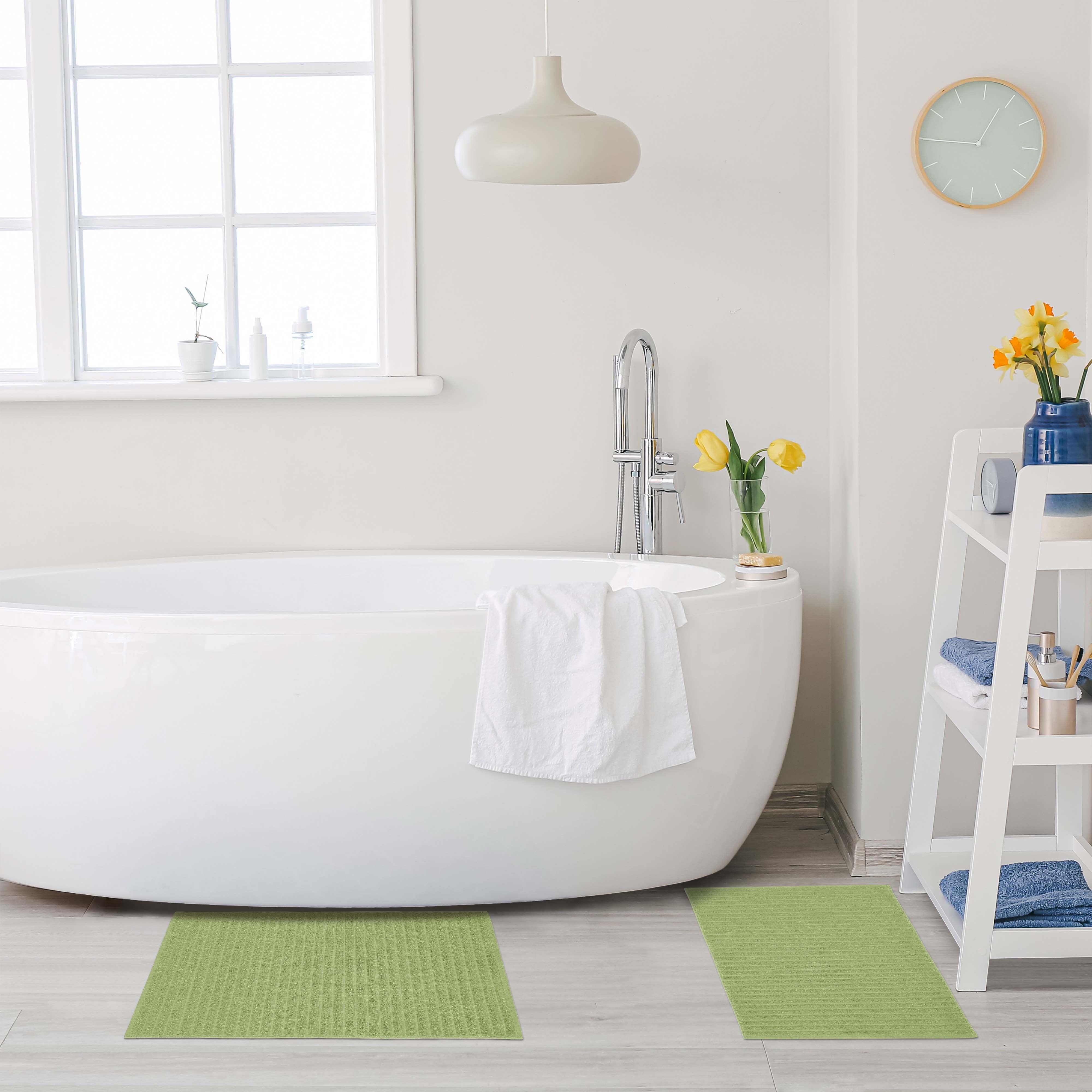 Eco-Friendly Cotton Textured Stripes Bath Mat Set of 2 - Bath Mats by Superior Brand