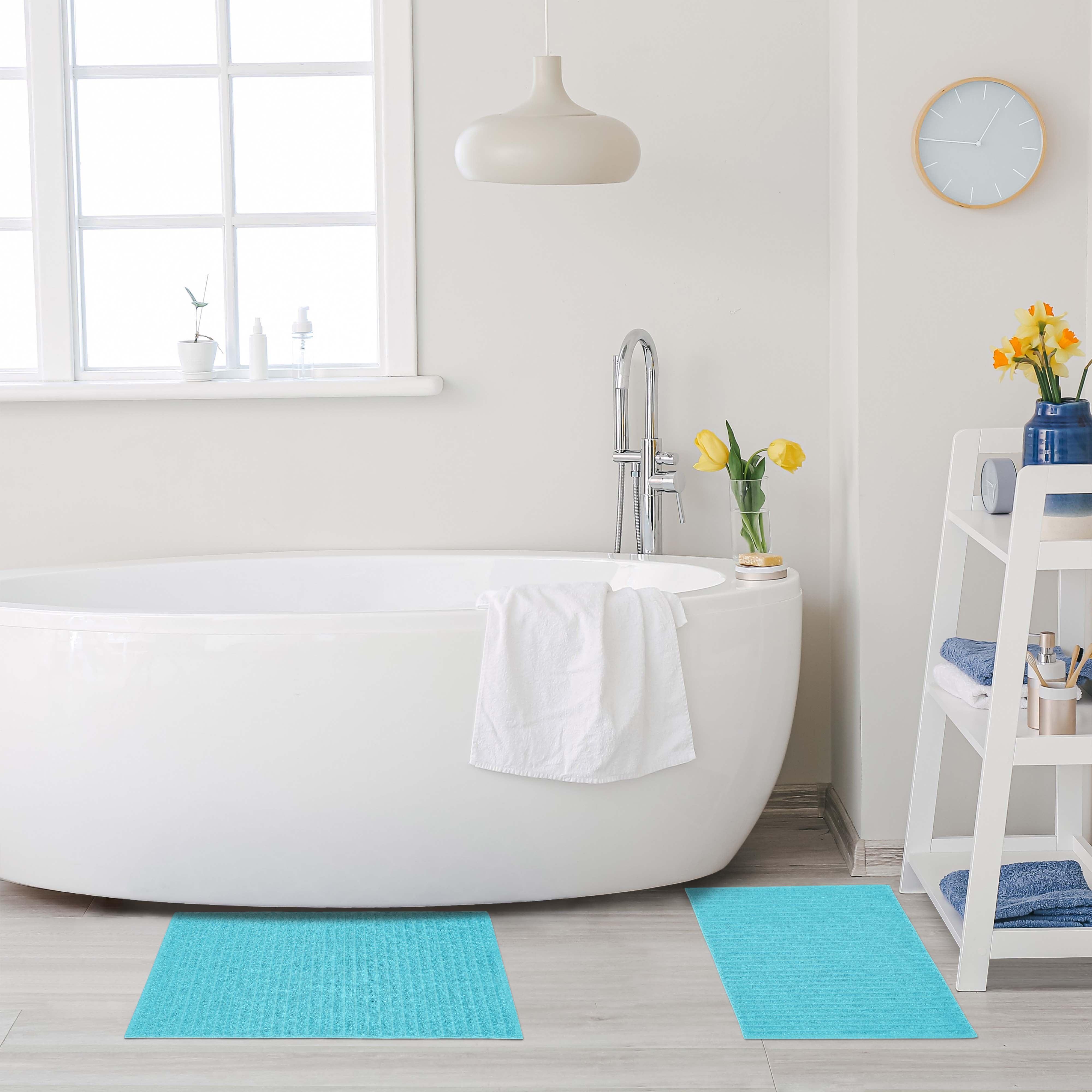 Eco-Friendly Cotton Textured Stripes Bath Mat Set of 2 - Bath Mats by Superior Brand