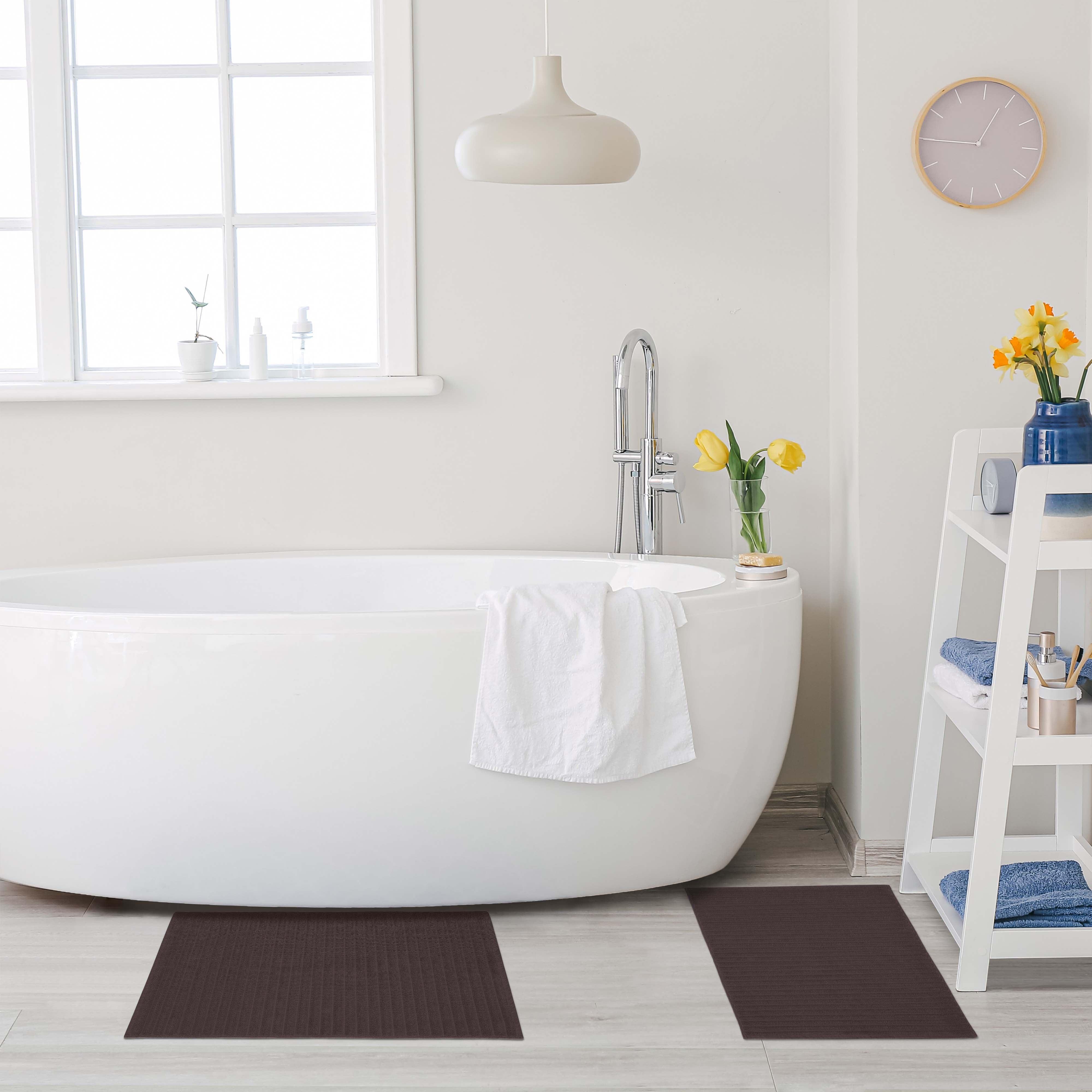 Eco-Friendly Cotton Textured Stripes Bath Mat Set of 2 - Bath Mats by Superior Brand