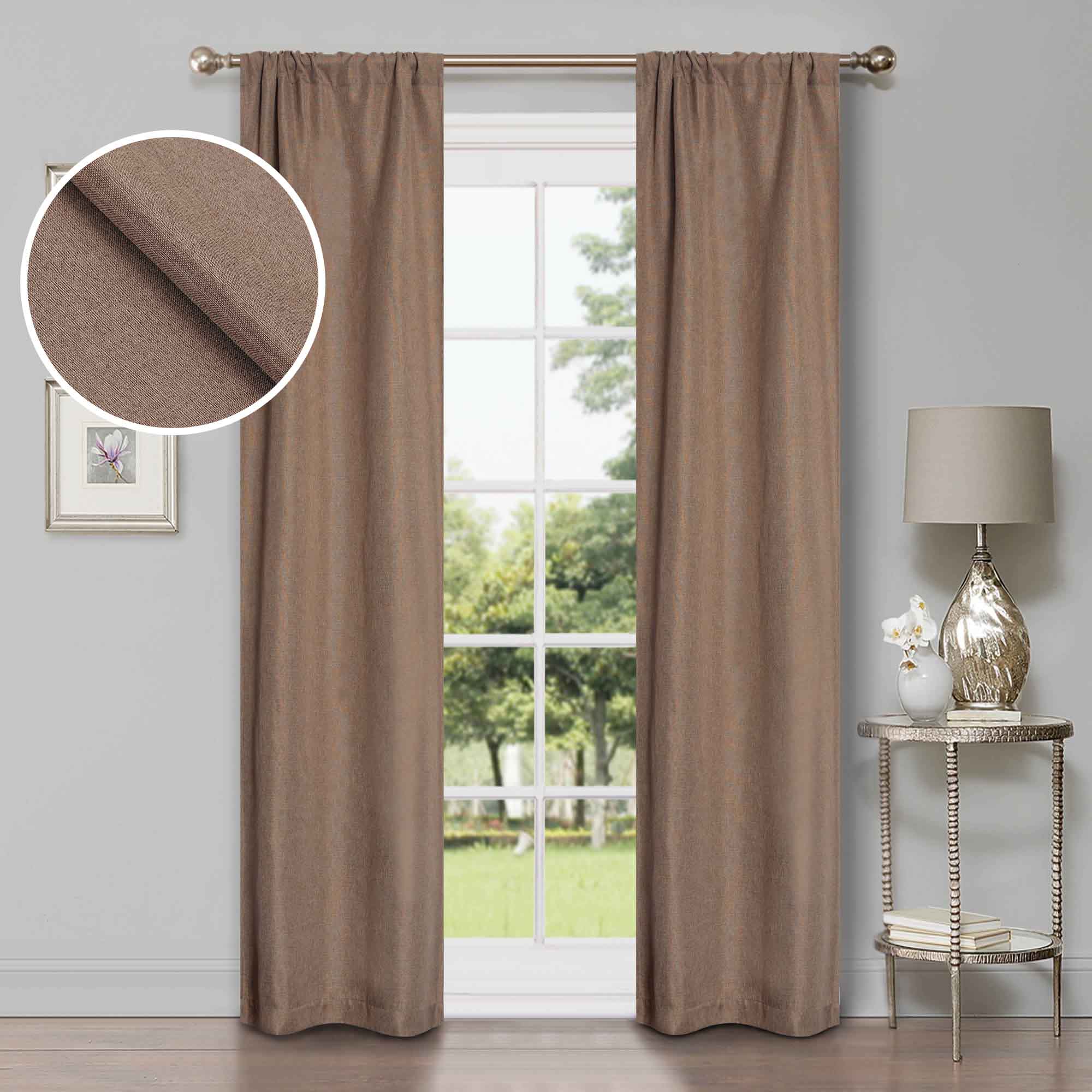 Linen Pattern Washable Room Darkening Blackout Curtains Set 26" - 8 Pieces - Blackout Curtains by Superior