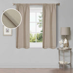 Linen Pattern Washable Room Darkening Blackout Curtains Set 26" - 8 Pieces - Blackout Curtains by Superior
