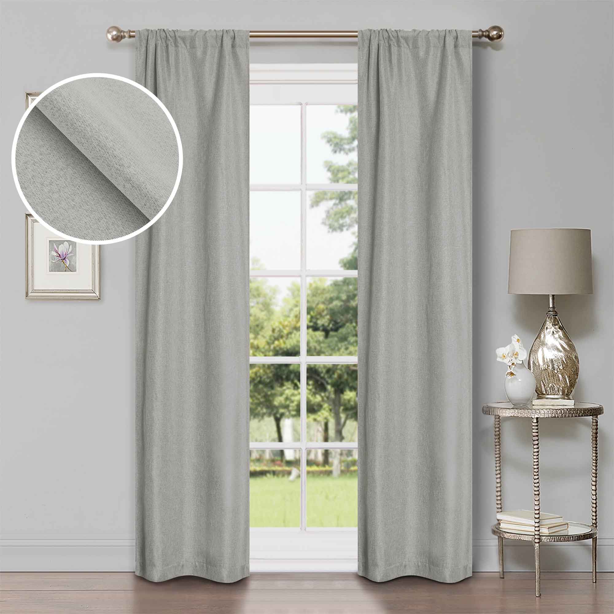 Linen Pattern Washable Room Darkening Blackout Curtains Set 26" - 8 Pieces - Blackout Curtains by Superior