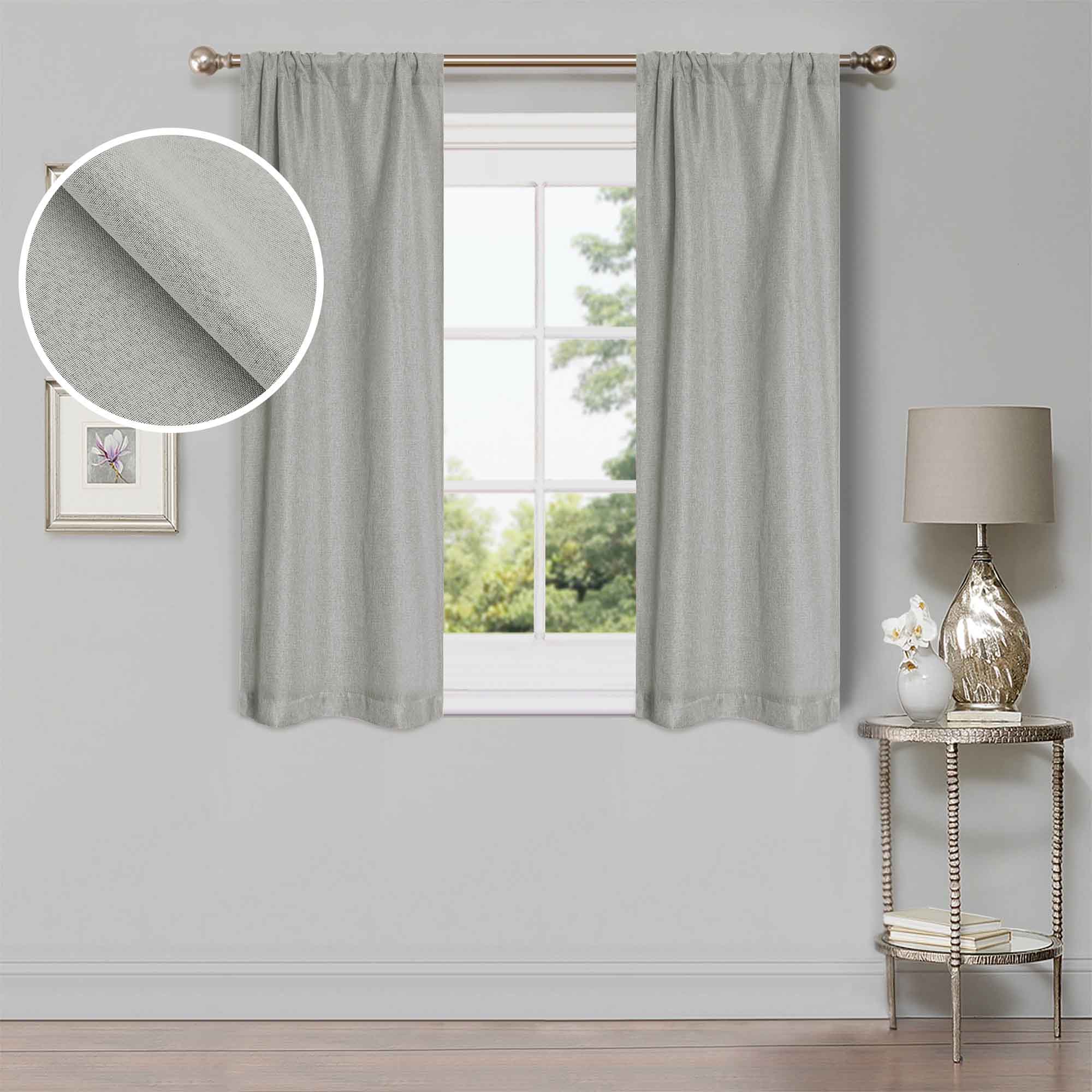 Linen Pattern Washable Room Darkening Blackout Curtains Set 26" - 8 Pieces - Blackout Curtains by Superior