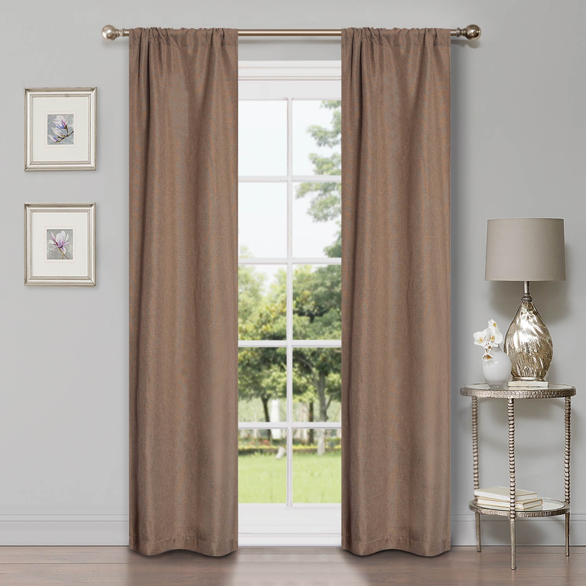Linen Pattern Washable Room Darkening Blackout Curtains Set 26" - 8 Pieces - Blackout Curtains by Superior