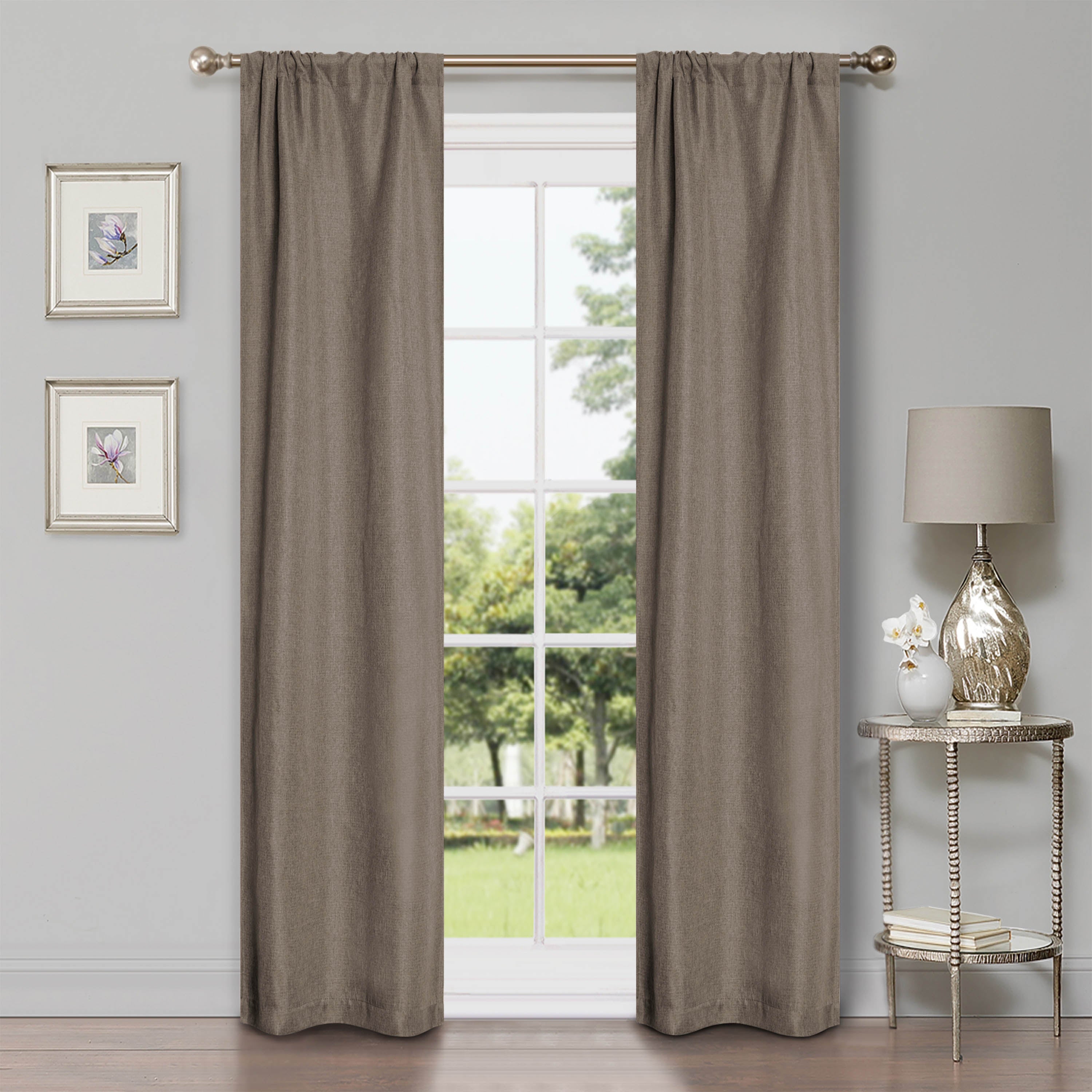 Linen Pattern Washable Room Darkening Blackout Curtains Set 26" - 8 Pieces - Blackout Curtains by Superior