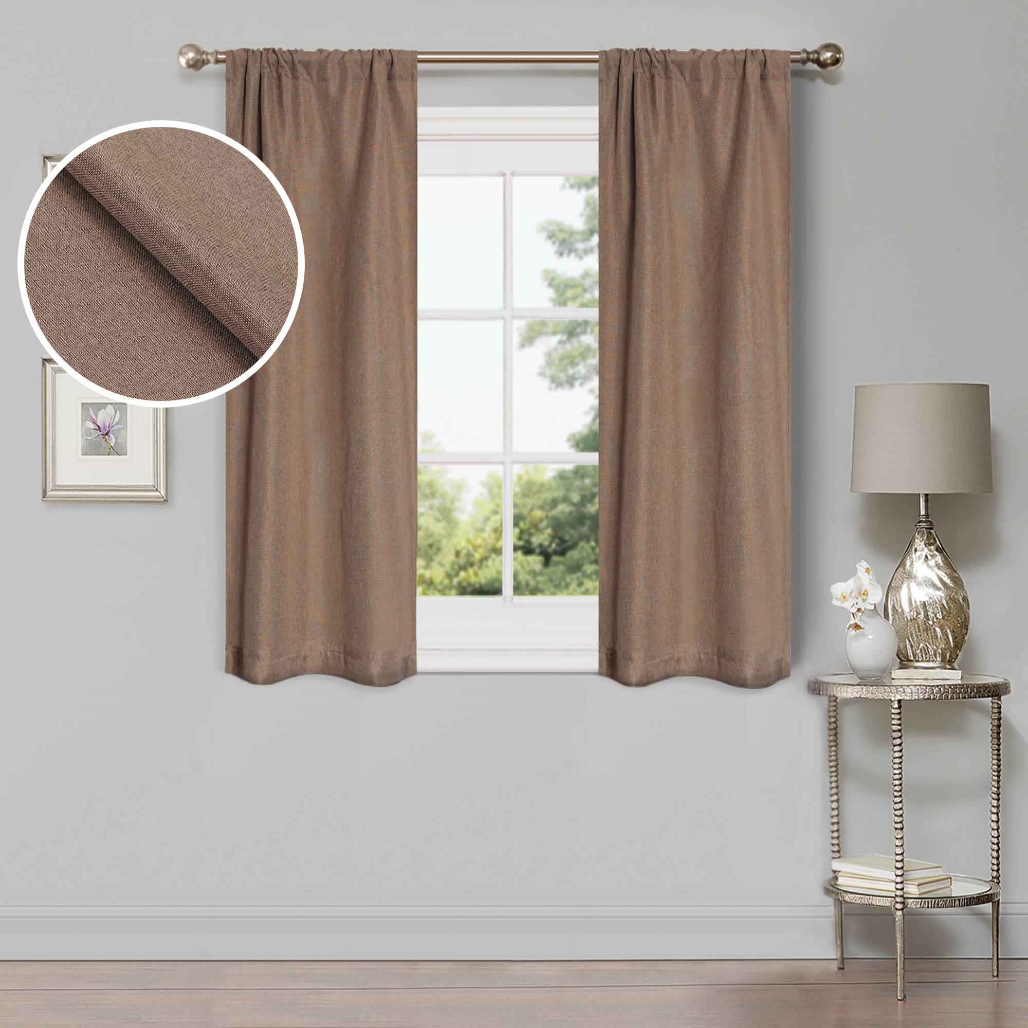 Linen Pattern Washable Room Darkening Blackout Curtains Set 26" - 8 Pieces - Blackout Curtains by Superior