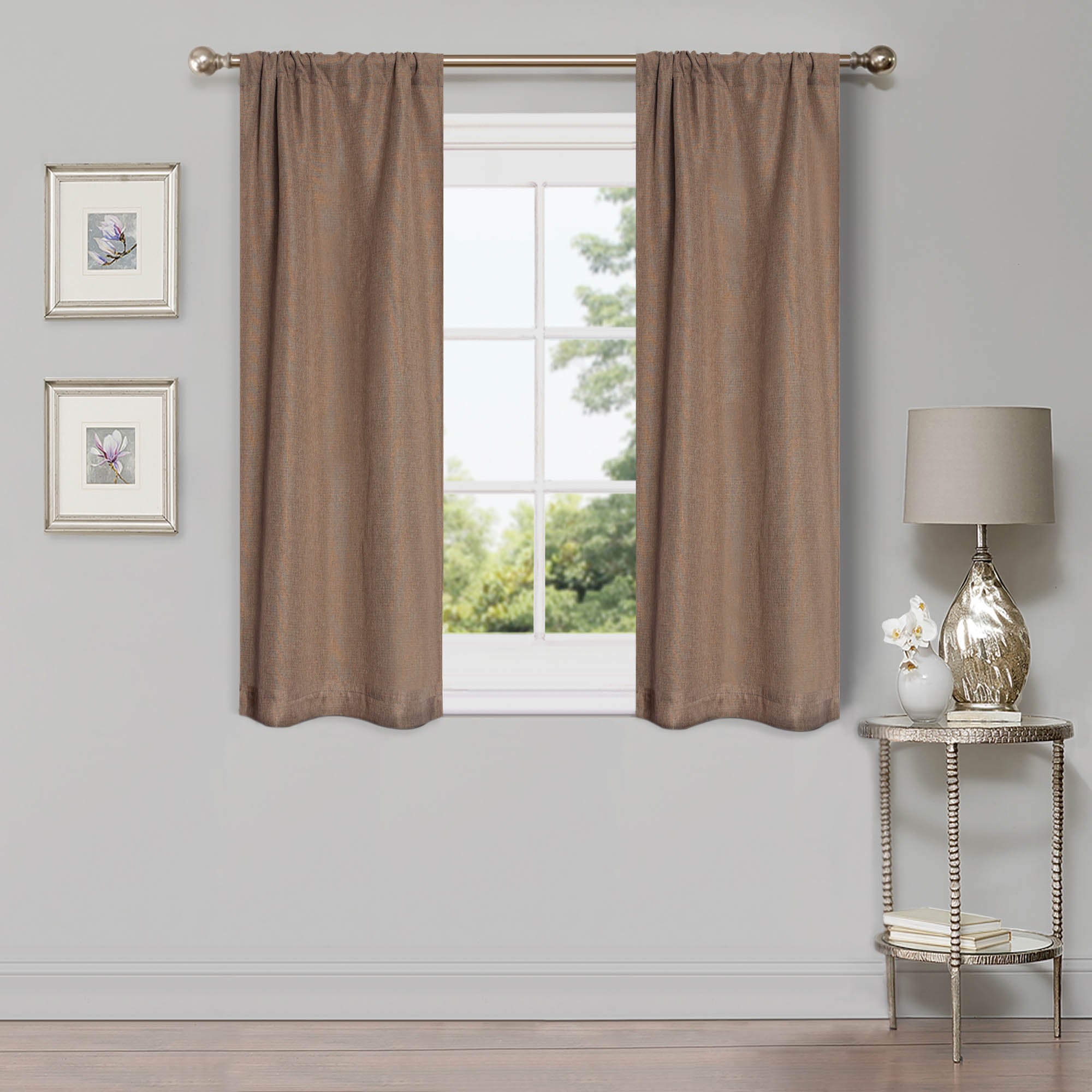 Linen Pattern Washable Room Darkening Blackout Curtains Set 26" - 8 Pieces - Blackout Curtains by Superior