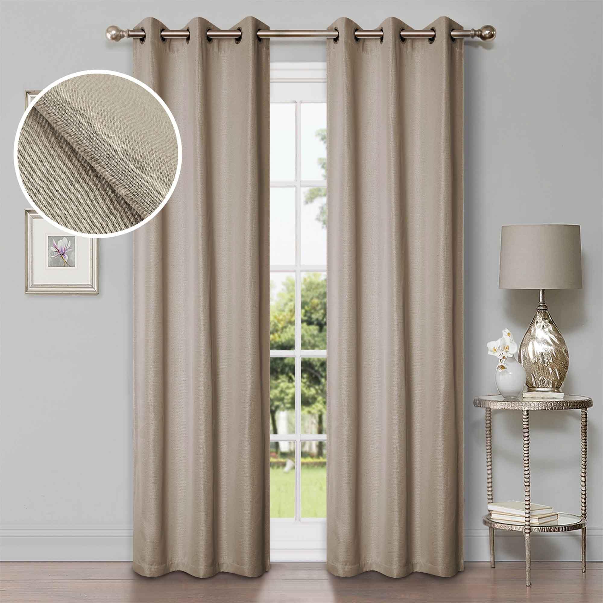 Linen Pattern Washable Room Darkening Blackout Curtain Set 42" - 8 Pieces - Blackout Curtains by Superior
