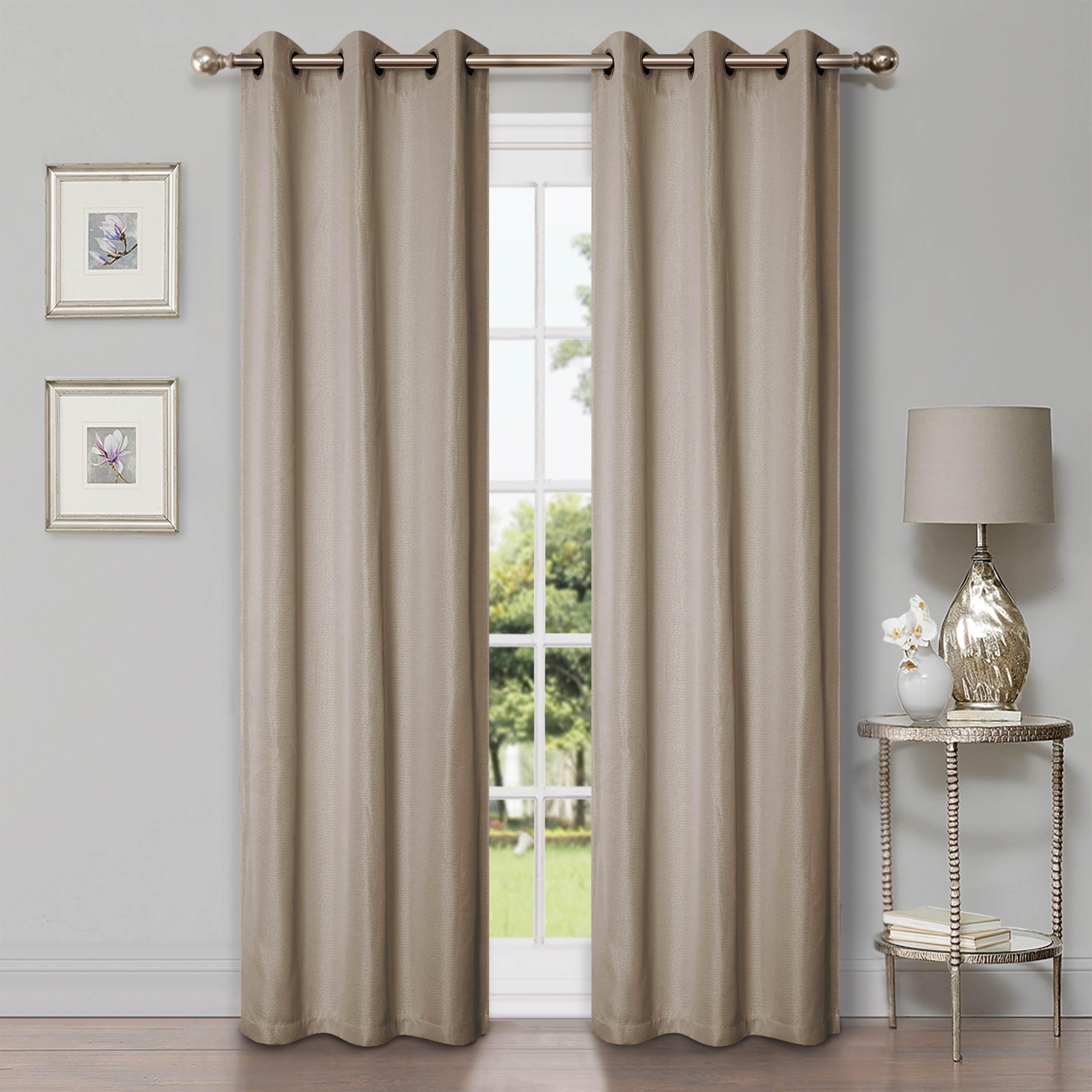 Linen Pattern Washable Room Darkening Blackout Curtain Set 42" - 8 Pieces - Blackout Curtains by Superior