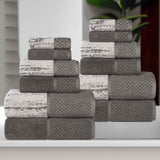 Lodie Cotton Jacquard Solid and Two-Toned 12 Piece Assorted Towel Set - Towel Set by Superior