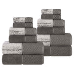 Lodie Cotton Jacquard Solid and Two-Toned 12 Piece Assorted Towel Set - Towel Set by Superior