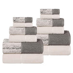 Lodie Cotton Jacquard Solid and Two-Toned 12 Piece Assorted Towel Set - Towel Set by Superior