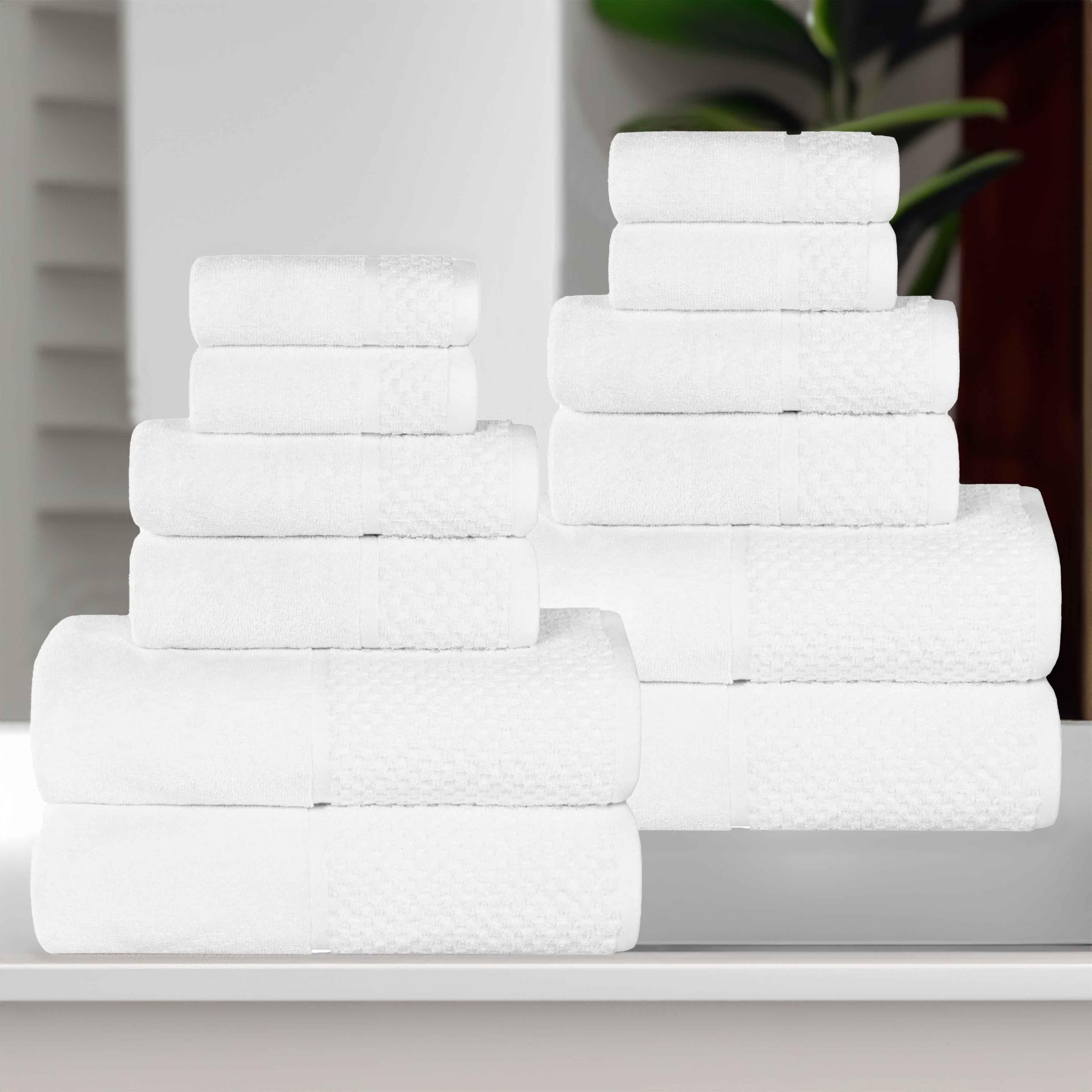 Lodie Cotton Jacquard Solid and Two-Toned 12 Piece Assorted Towel Set - Towel Set by Superior