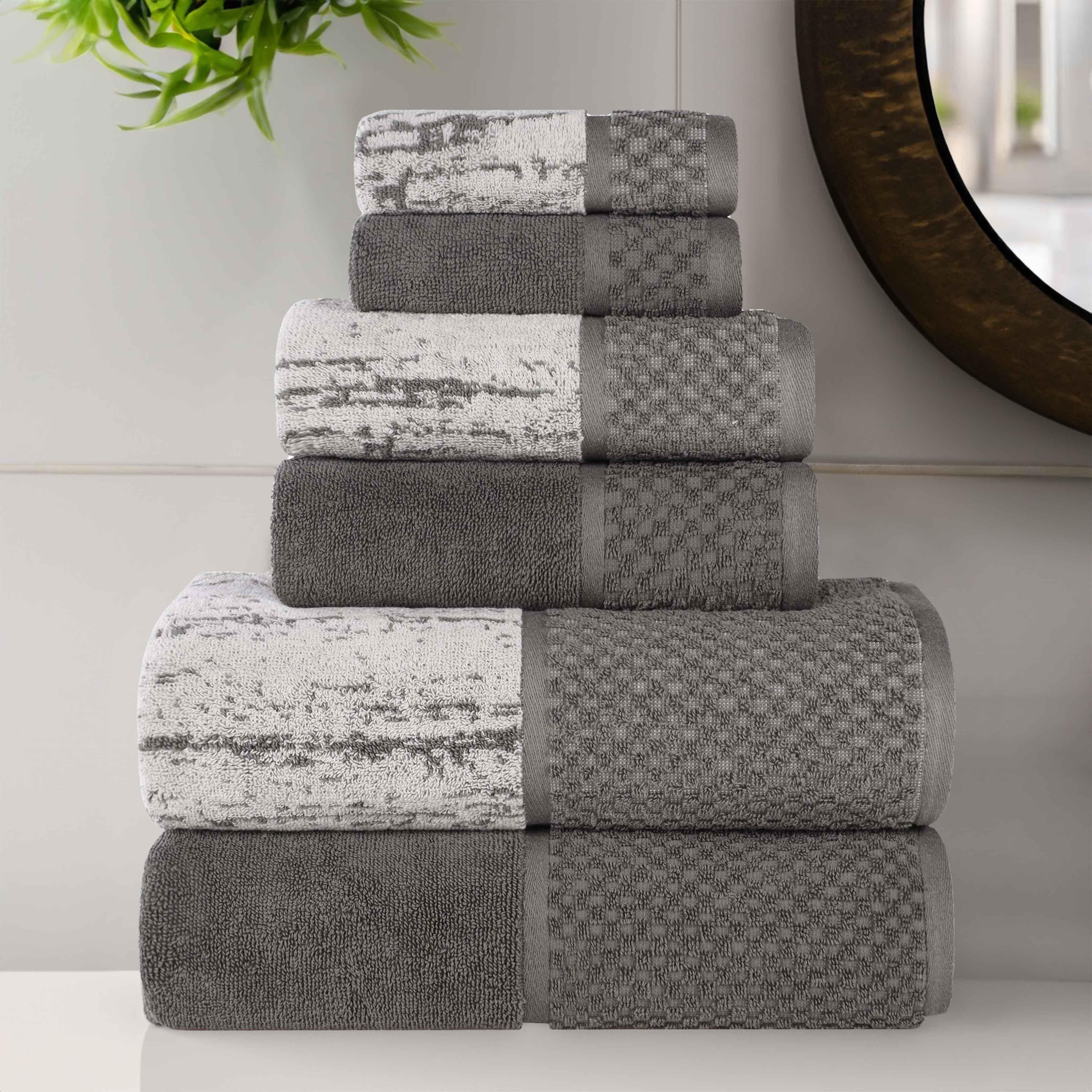 Lodie Cotton Jacquard Solid and Two-Toned 6 Piece Assorted Towel Set - Towel Set by Superior Brand