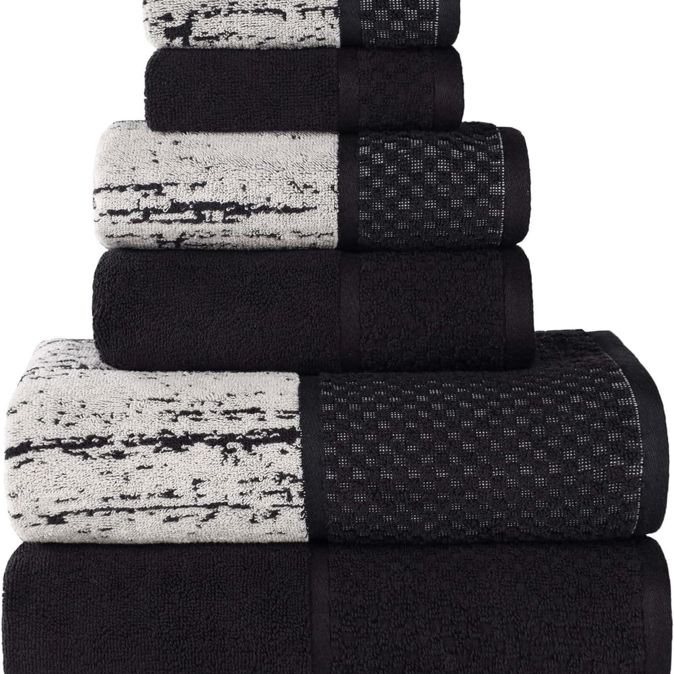 Lodie Cotton Jacquard Solid and Two-Toned 6 Piece Assorted Towel Set - Towel Set by Superior